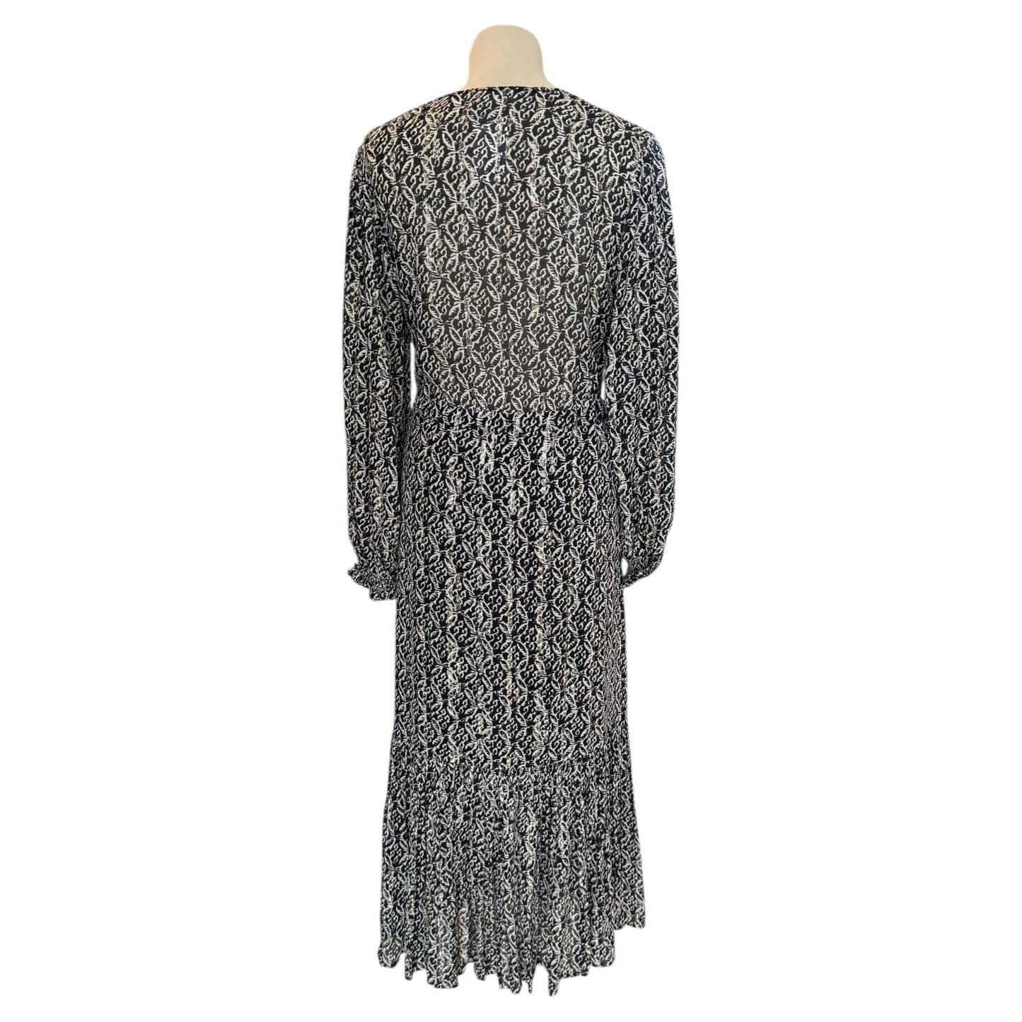 Claudie Pierlot Printed Midi Dress in Black and Gold - 12/14