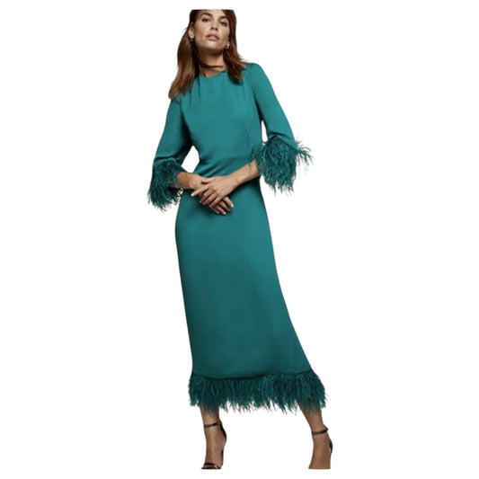 Mint Velvet Teal Dress with Feather Dress - 10