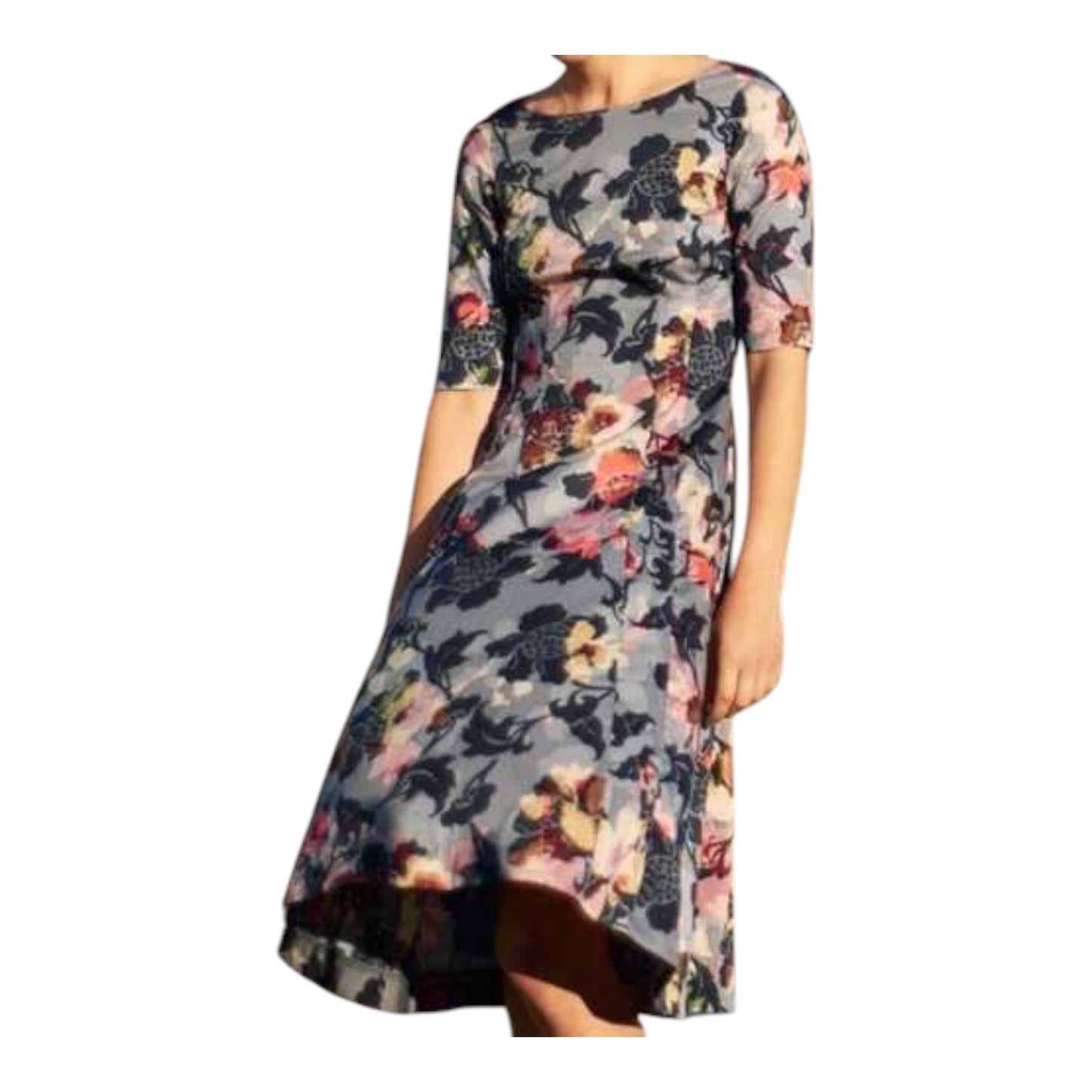 Toast Grey Floral Dress - 12