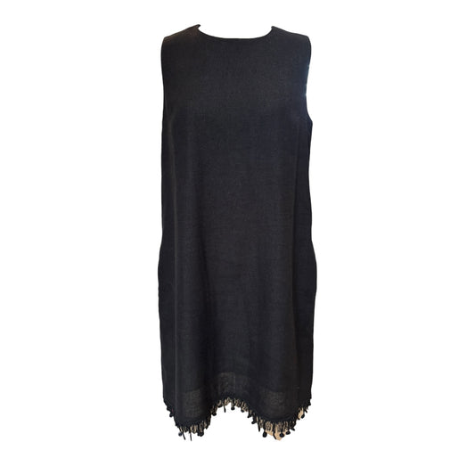Max Mara Linen Cotton Black Shift Dress - 12