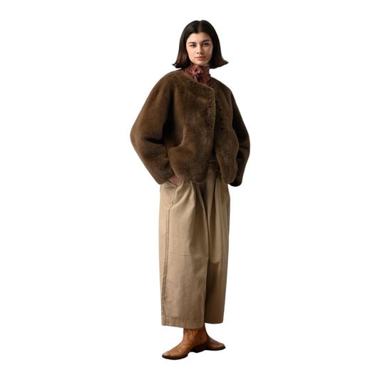 Orfeo Sissi Brown Faux Fur Jacket with Scarf - 12/14