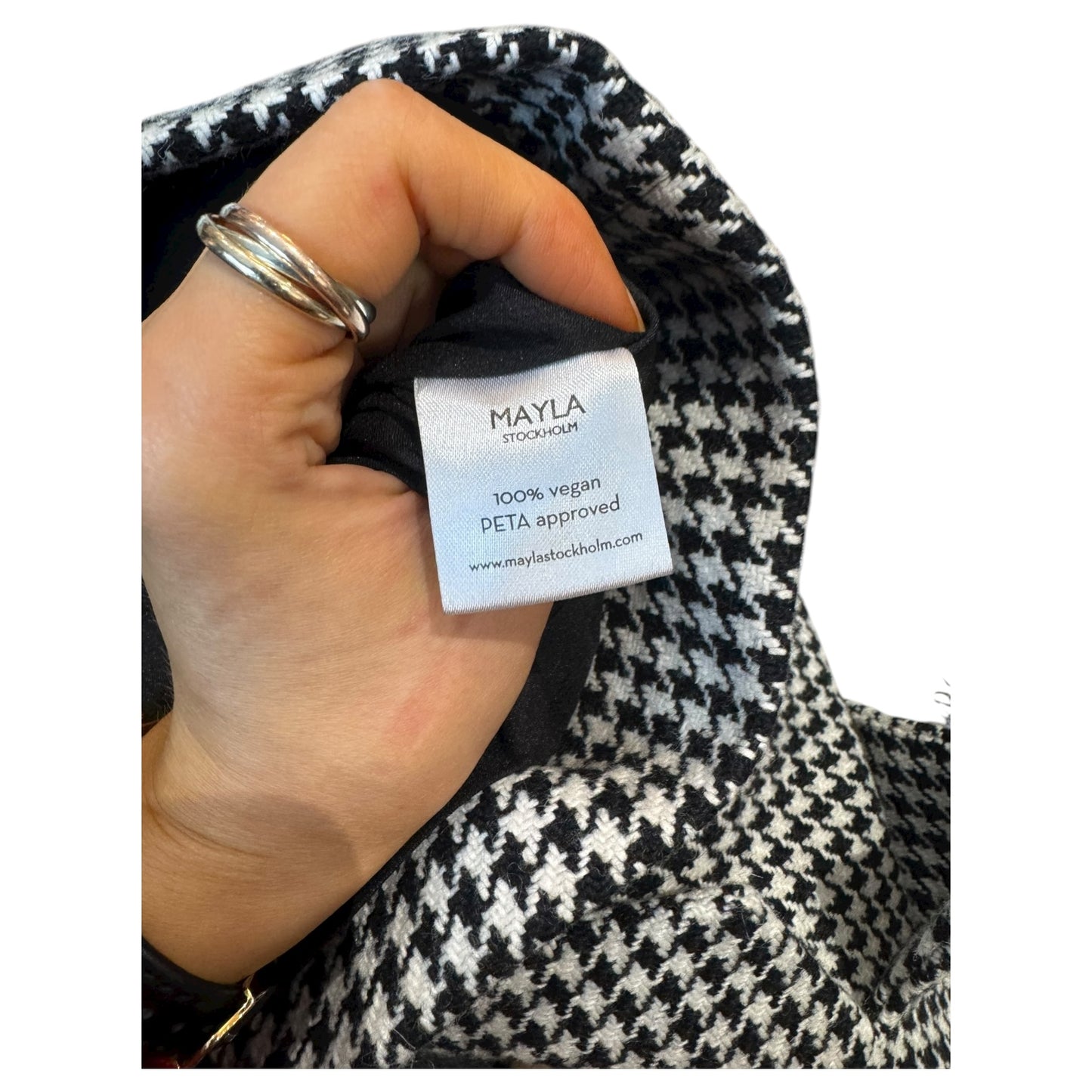 Mayla Black and White Houndstooth Coat - 14/16