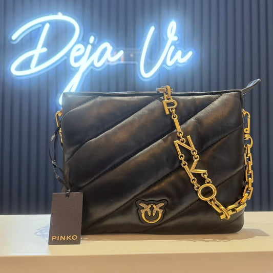 Pinko Mini Puff Bag with Spellout Detachable Crossbody Strap