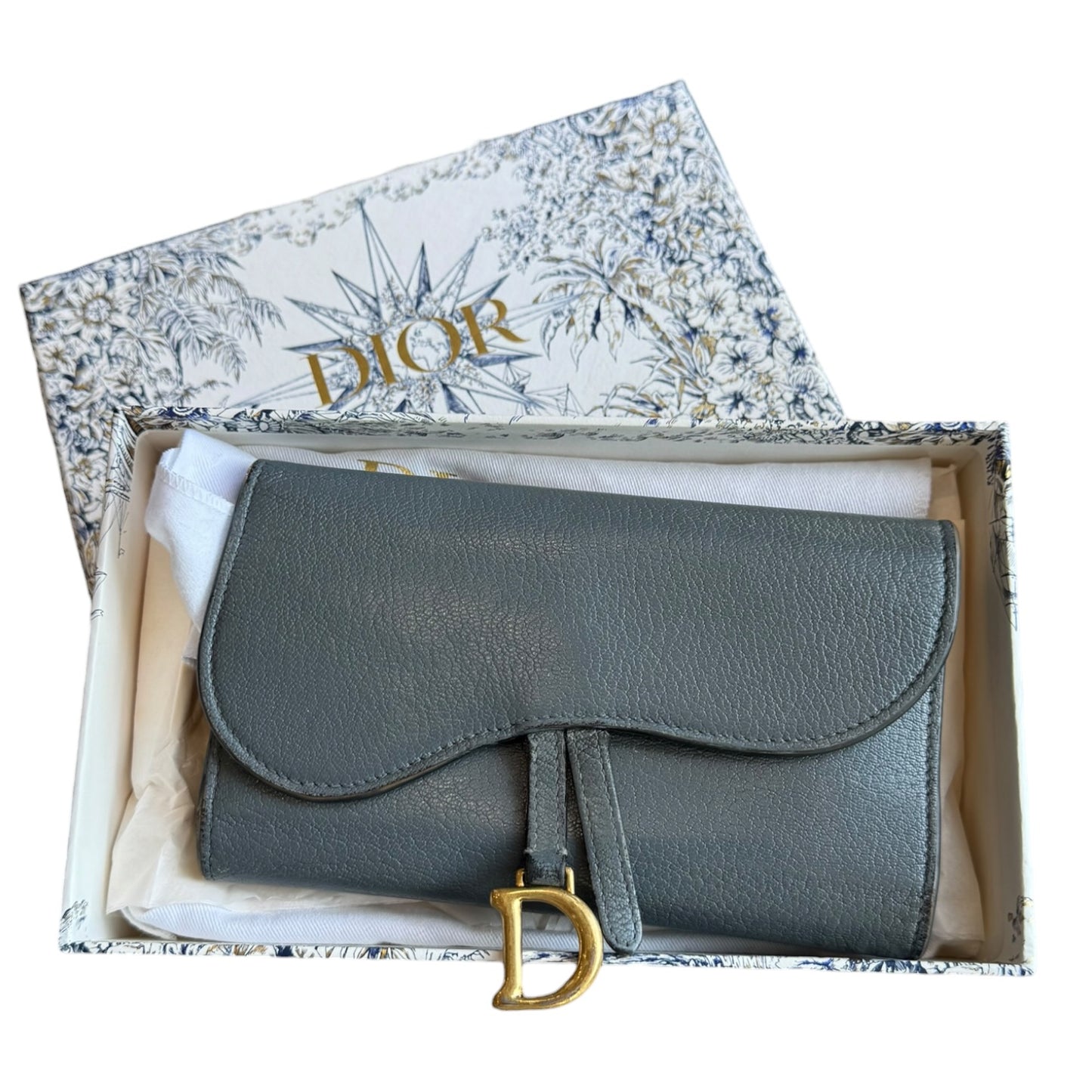 Dior Blue Grey Saddle Purse