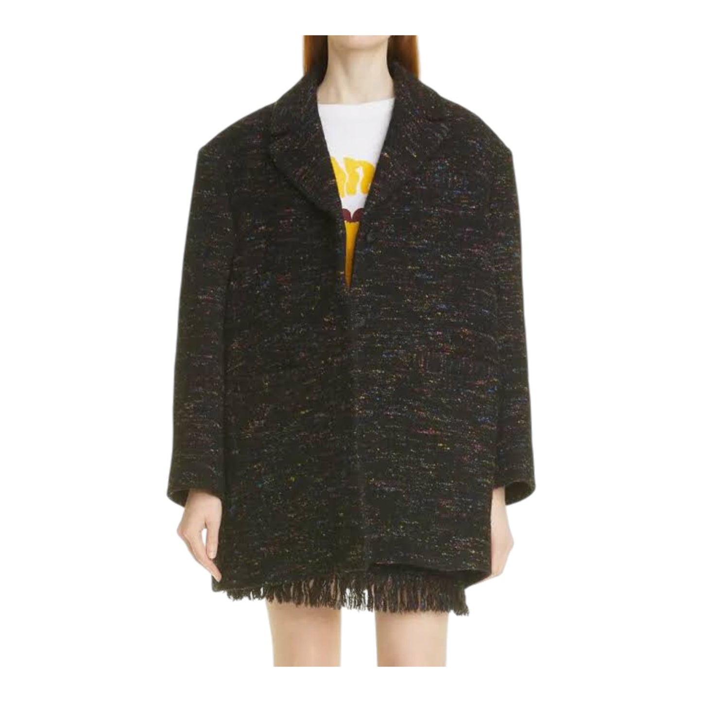Ganni Black Rainbow Tweed Skirt Suit - 8