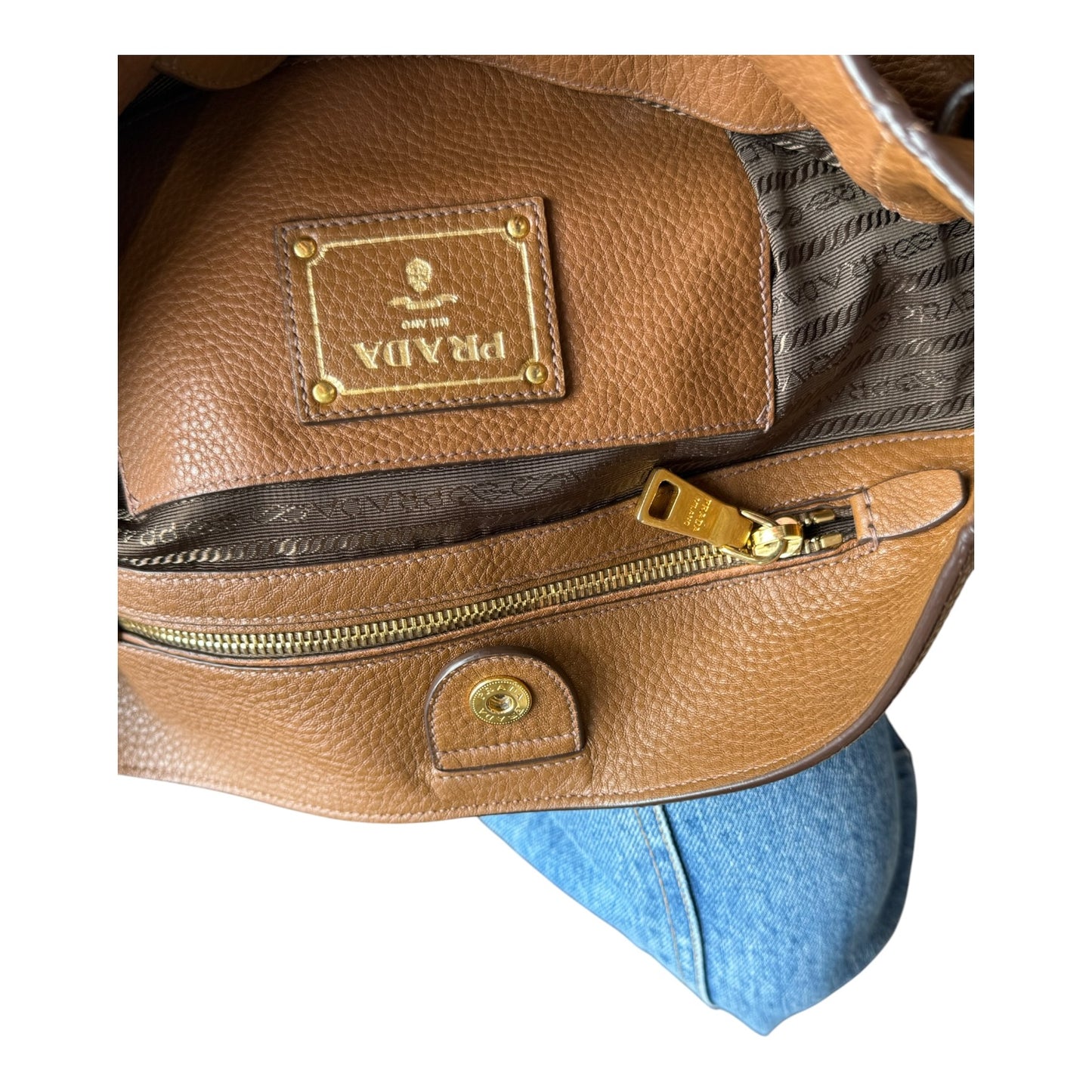 Prada Tan Vitello Daino Hobo Bag