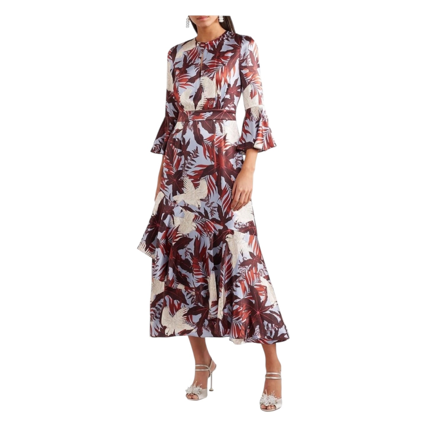 Erdem Blue and Burgundy Florence Silk Dress - 12