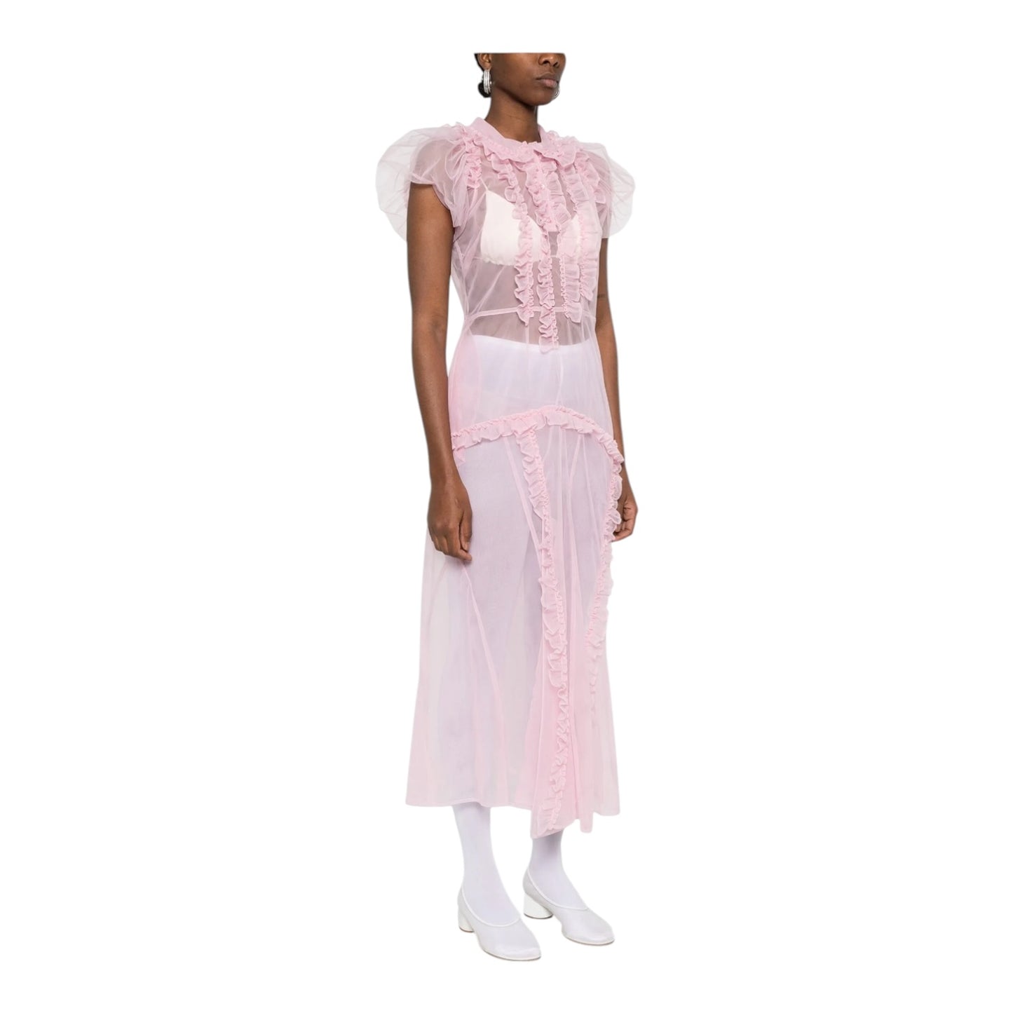 Simone Rocha Pink Ruffle Maxi Dress - 10 - NEW