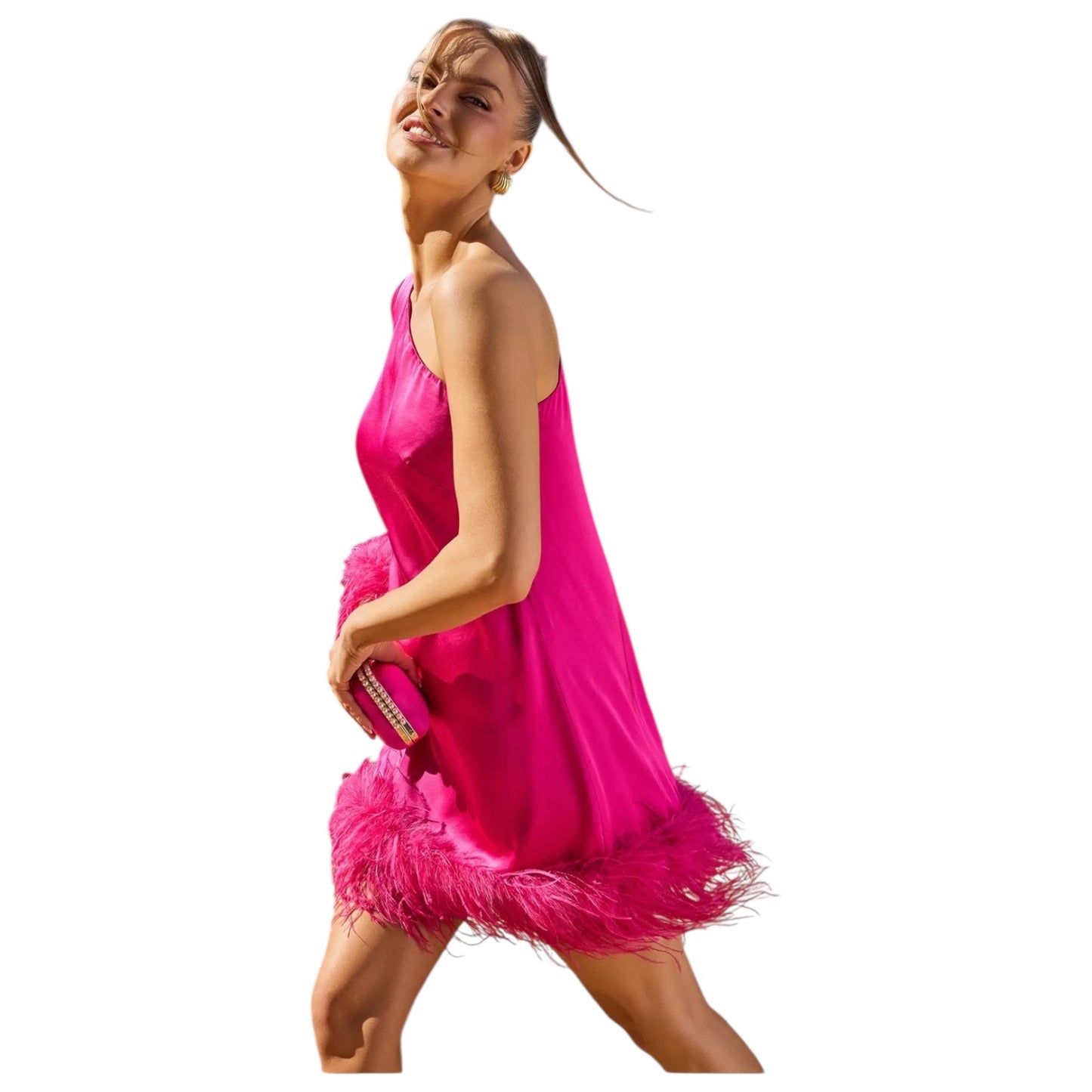 Kevan Jon Pink Pamela Pink Asymmetrical Mini Dress - 8/10