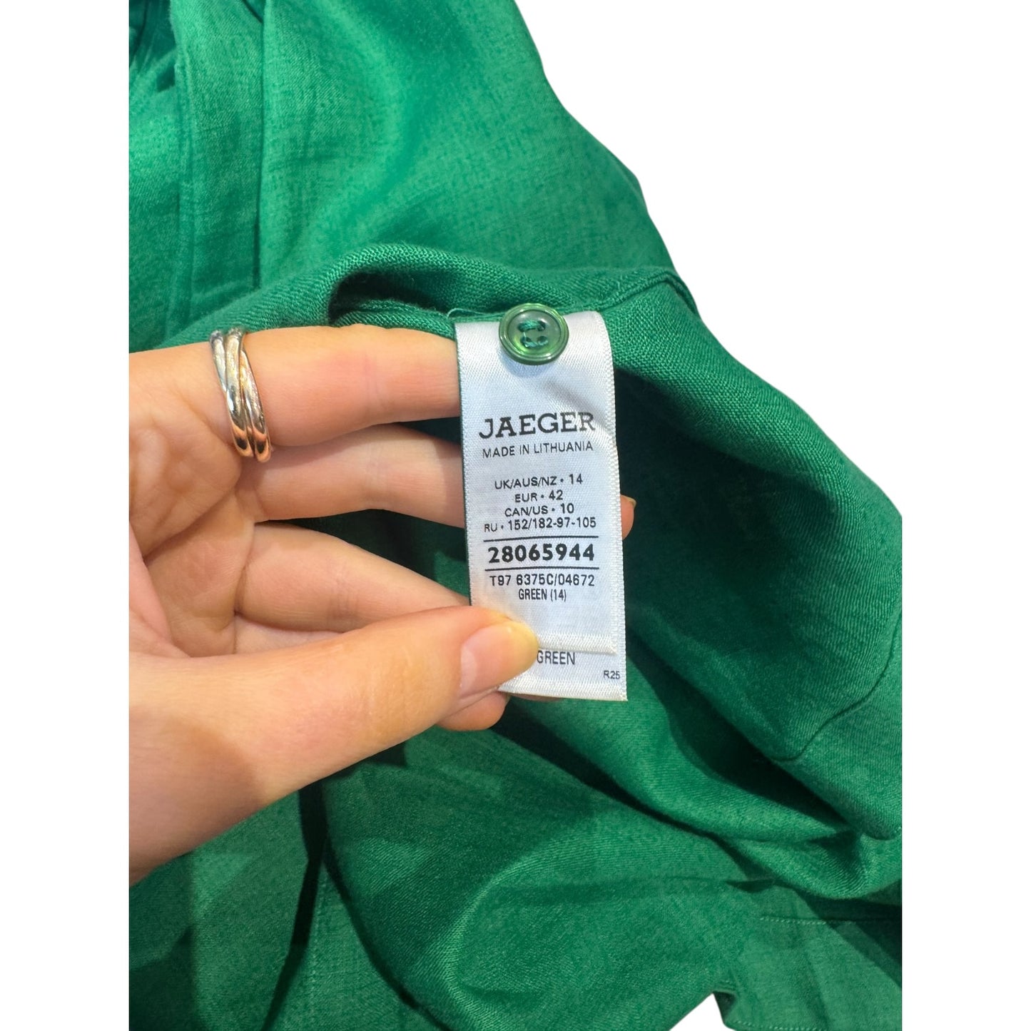 Jaeger Green Linen Midi Shirt Dress - 14