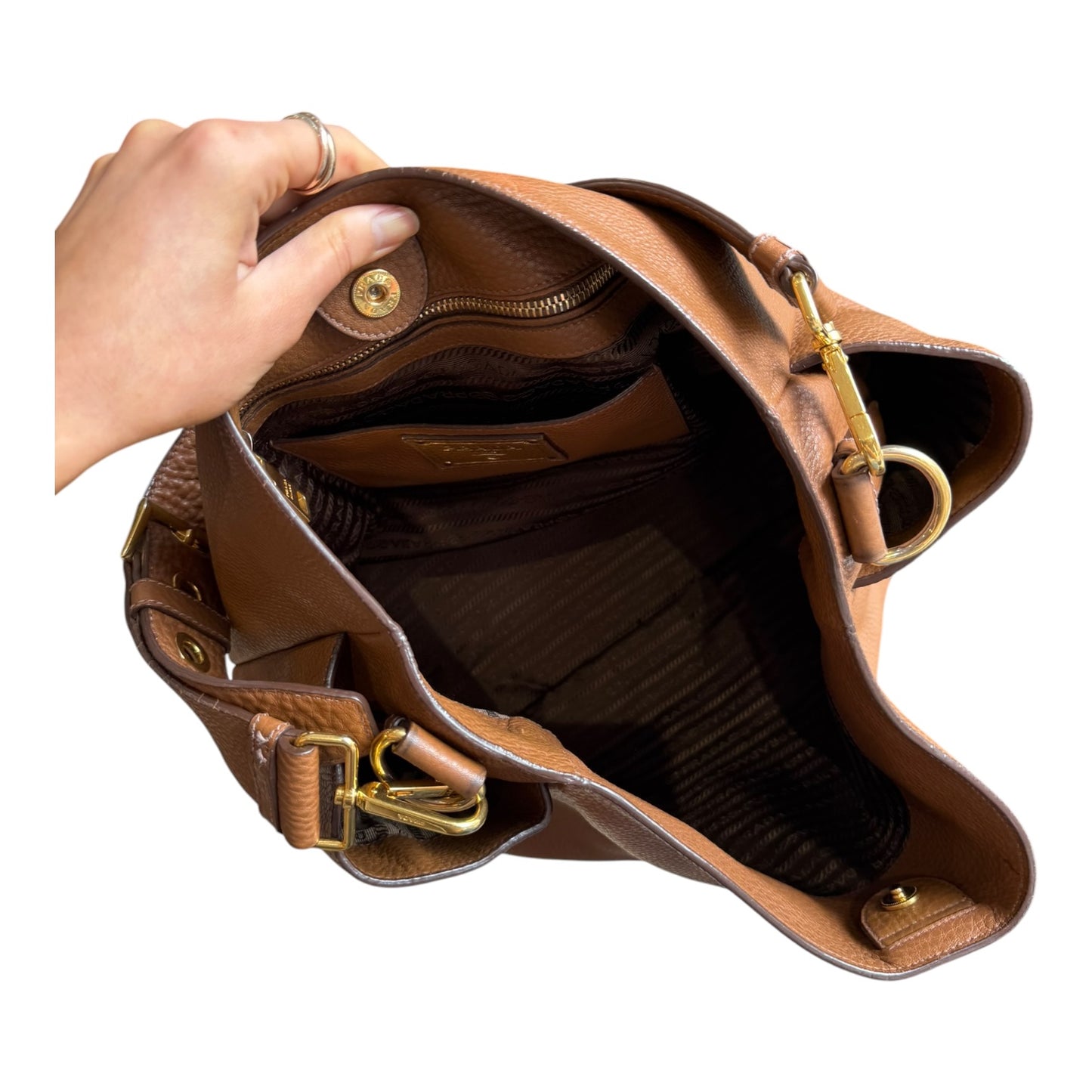 Prada Tan Vitello Daino Hobo Bag