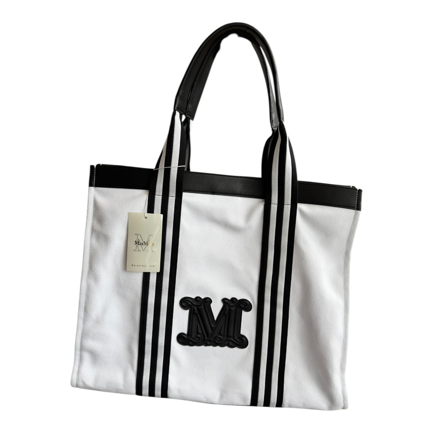 Max Mara Palau Large White and Black Tote Bag - NEW