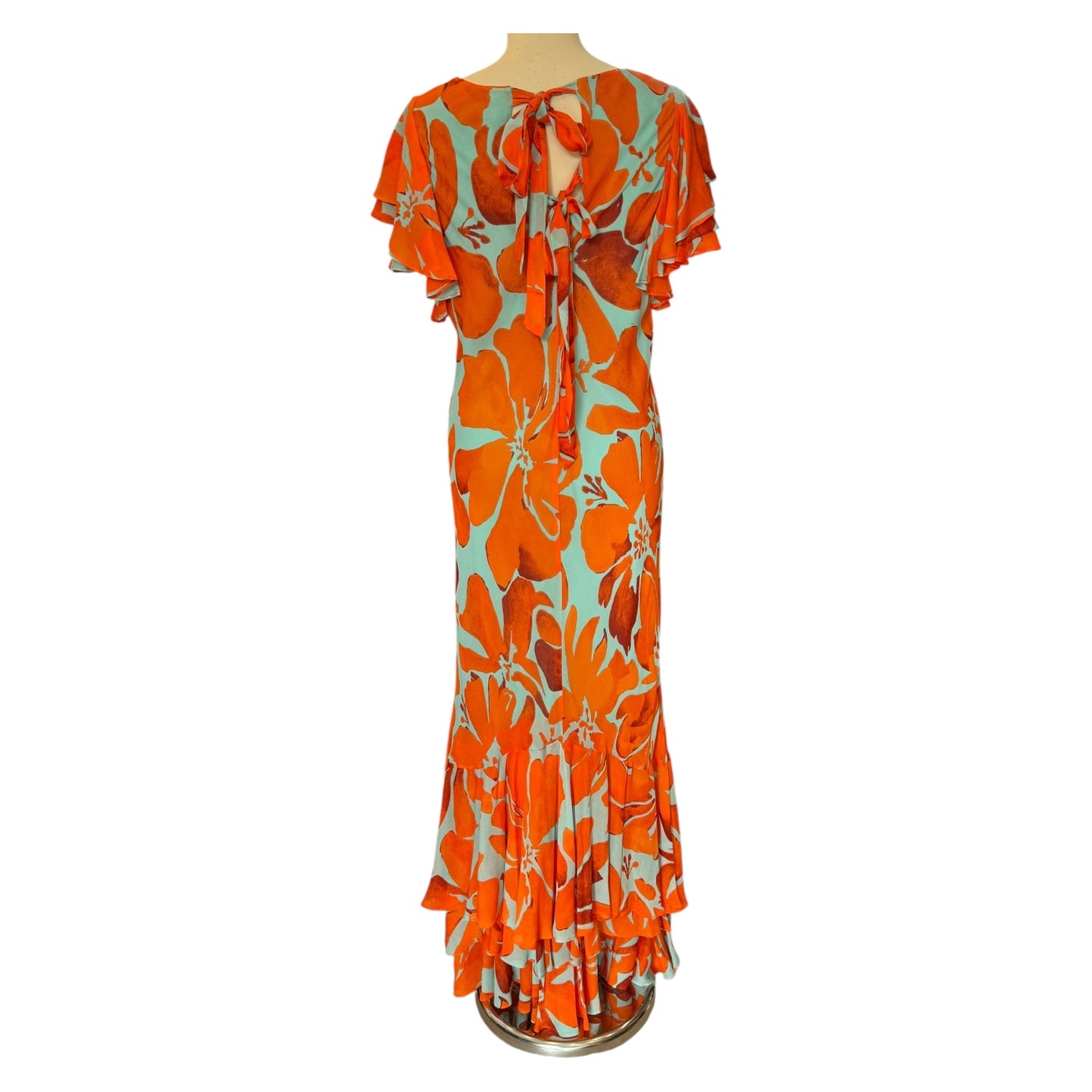 Mint Velvet Blue and Orange Tiered Maxi Dress - 12