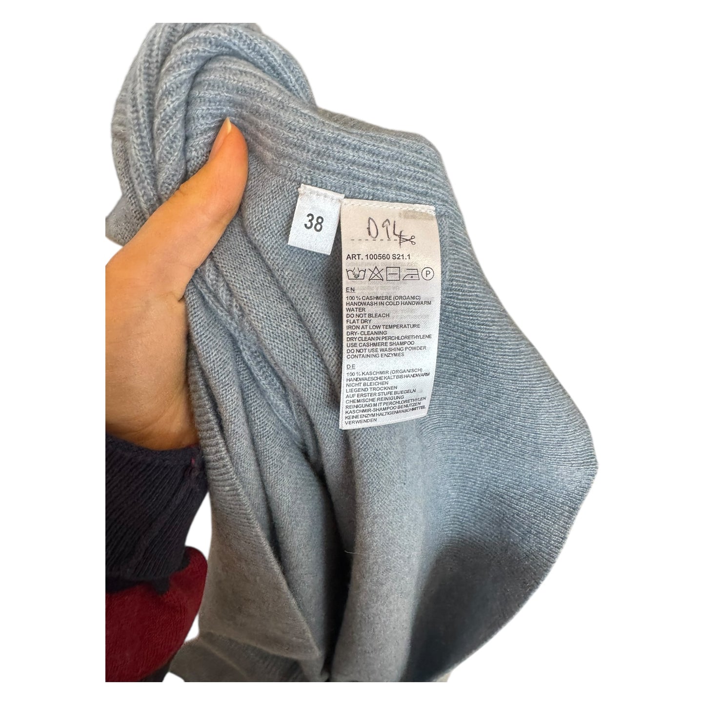 Repeat Blue 'Water' Deep V-neck Cashmere Sweater - 12/14