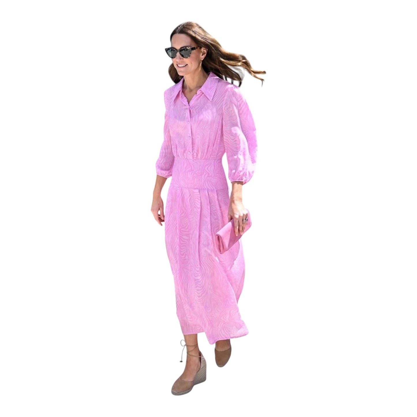 Rixo Izzy Pink Marble Zebra Pleated Shirt Dress - 14 & 16 - NEW
