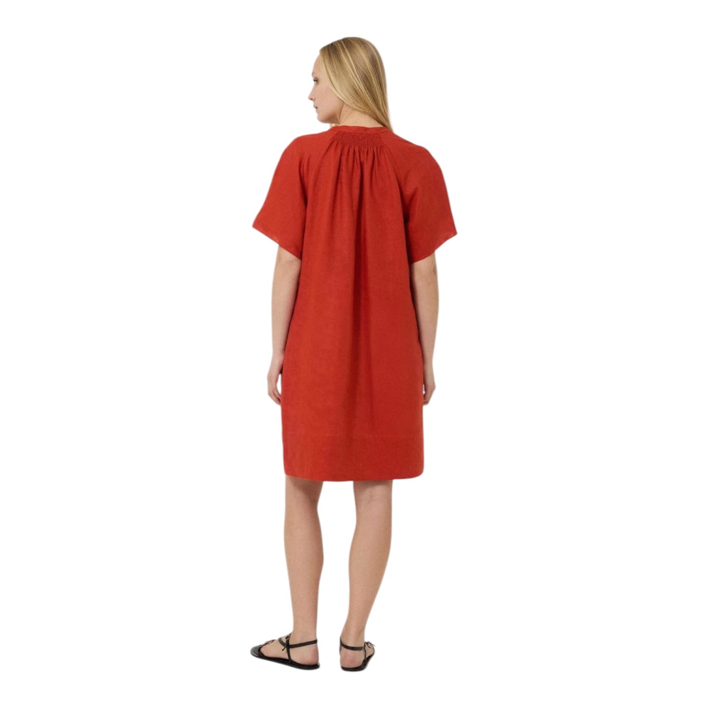 Jigsaw Smocked Pure Linen T-Shirt Dress - 16