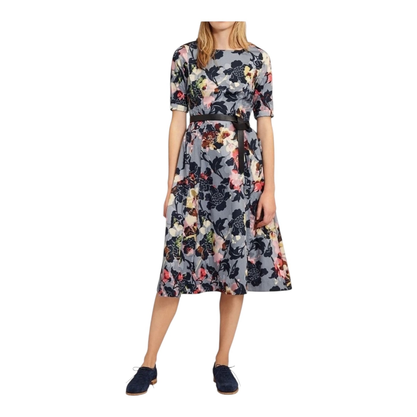 Toast Grey Floral Dress - 12