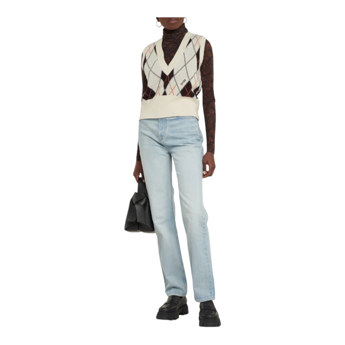 Ganni Argyle Recycled Wool Vest - 10