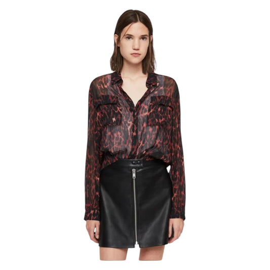 All Saints Adeliza Red and Black Shirt - 12