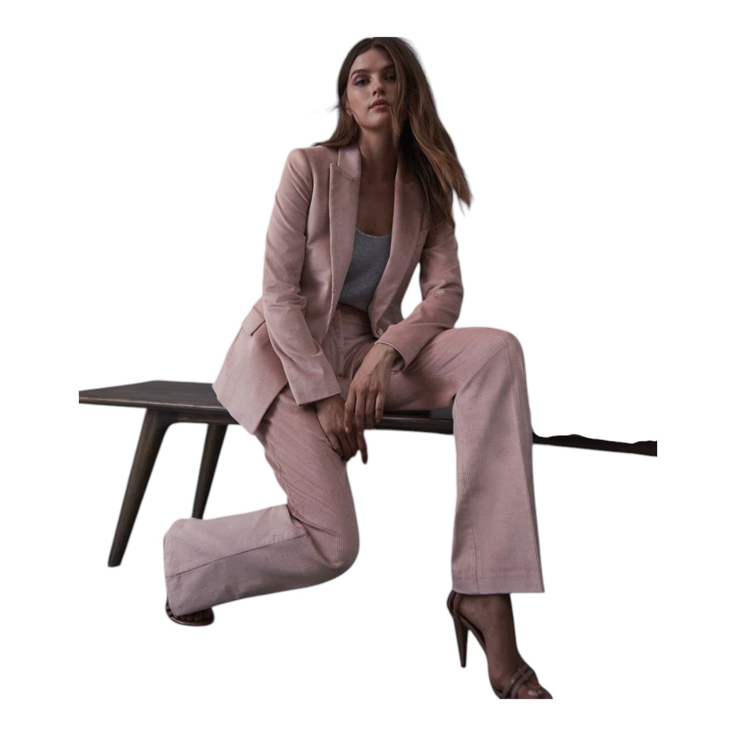 Reiss Carie Blush Pink Cord Trouser Suit - 8/10