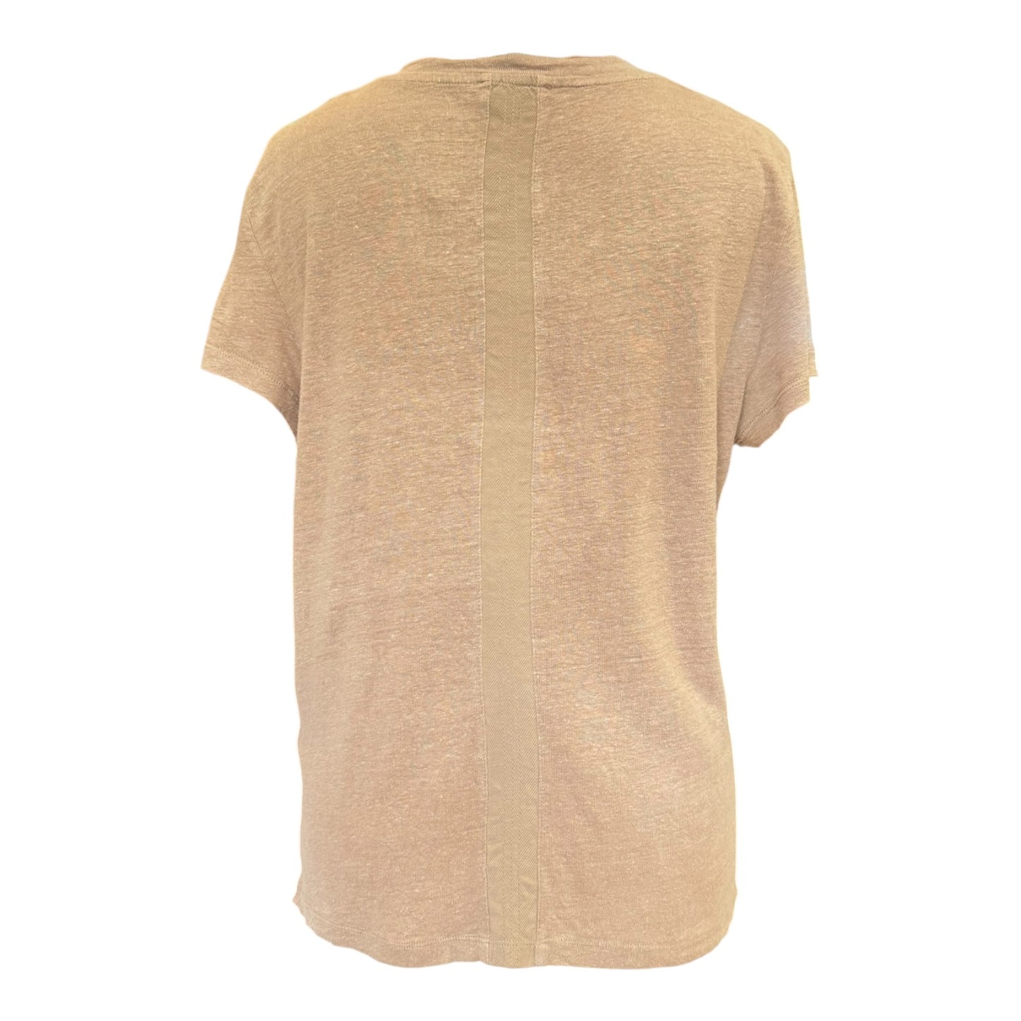 Reiss Lottie Linen V Neck T-Shirt in Mink - 12