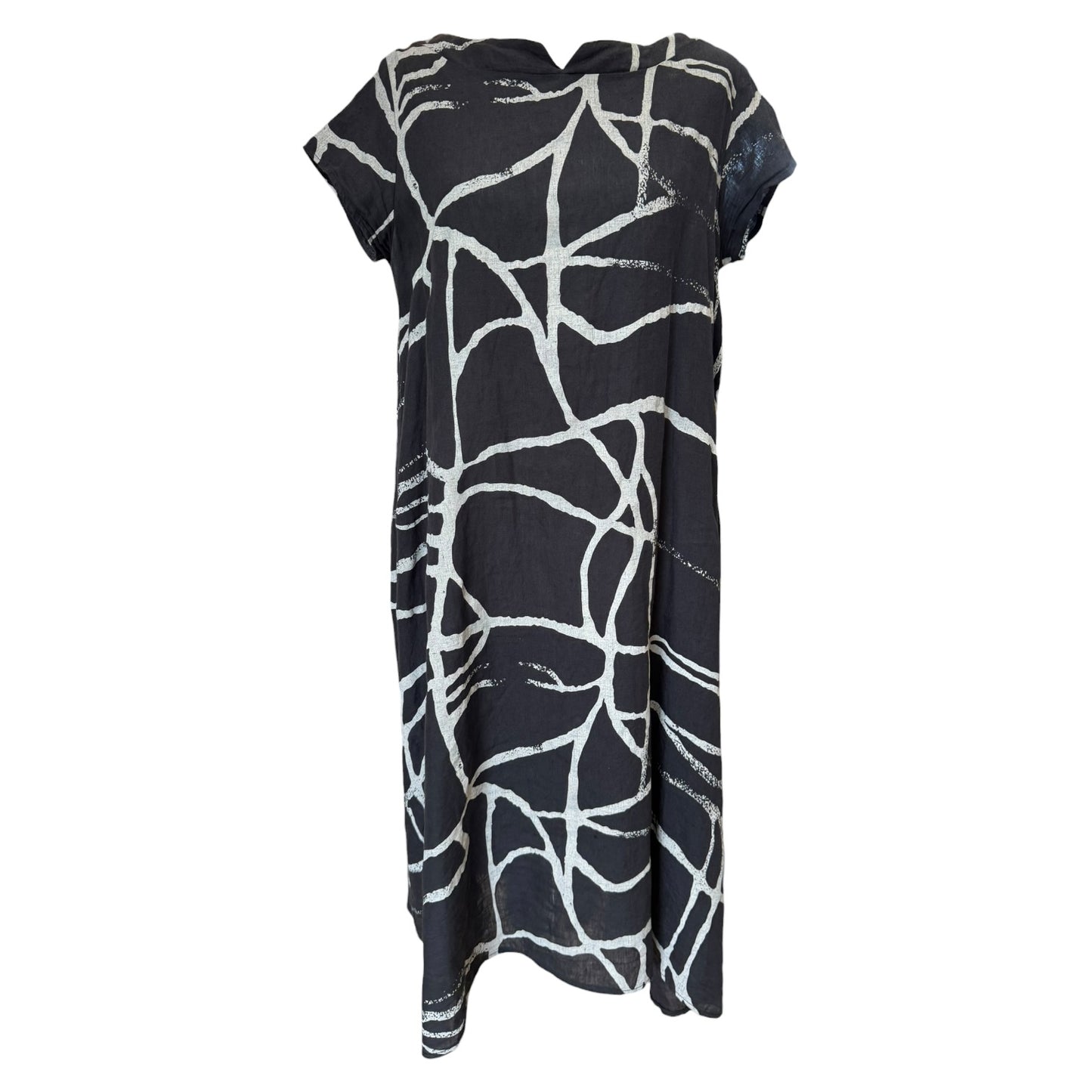 Thanny Black and Grey Linen Dress - 12/14