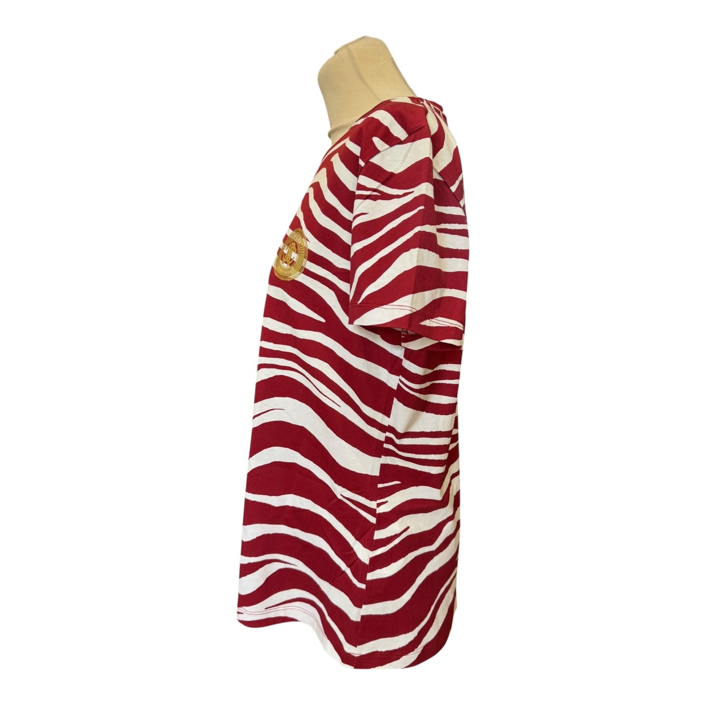 Roberto Cavalli Burgundy and White Zebra T Shirt - 12 - NEW