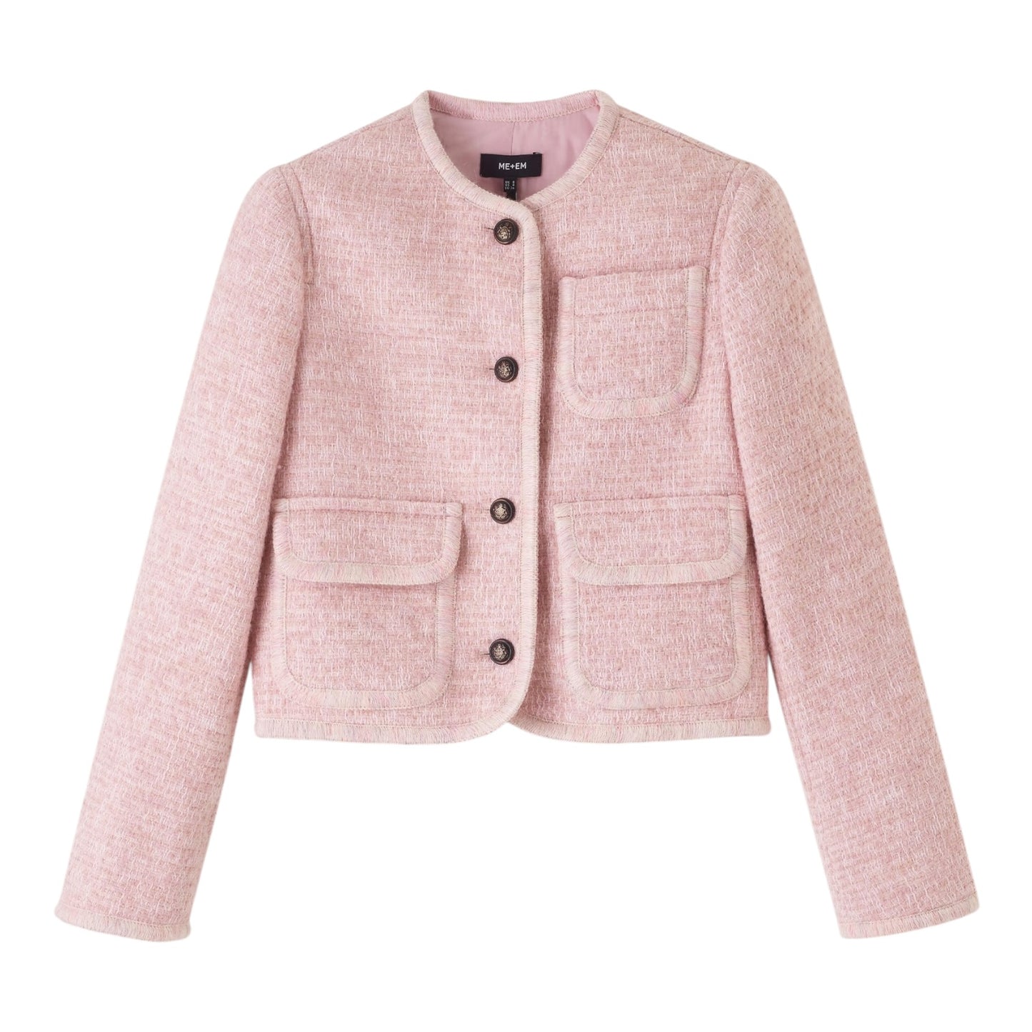 Me + Em Pink Effortless Boucle Jacket - 10