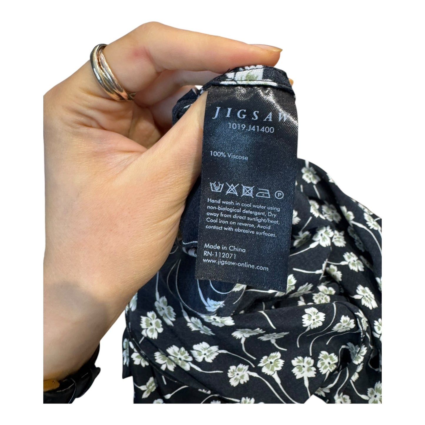 Jigsaw Black Floral Midi Dress - 6
