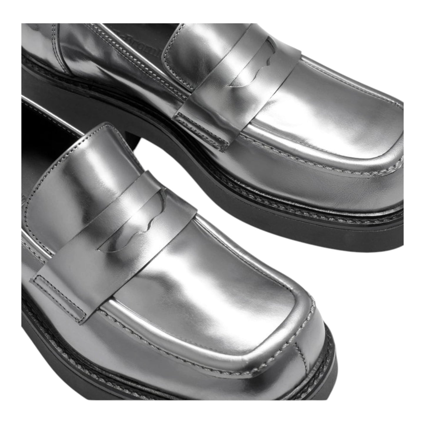 Russell & Bromley Silver Solo Square Toe Loafer - 40/7 - NEW