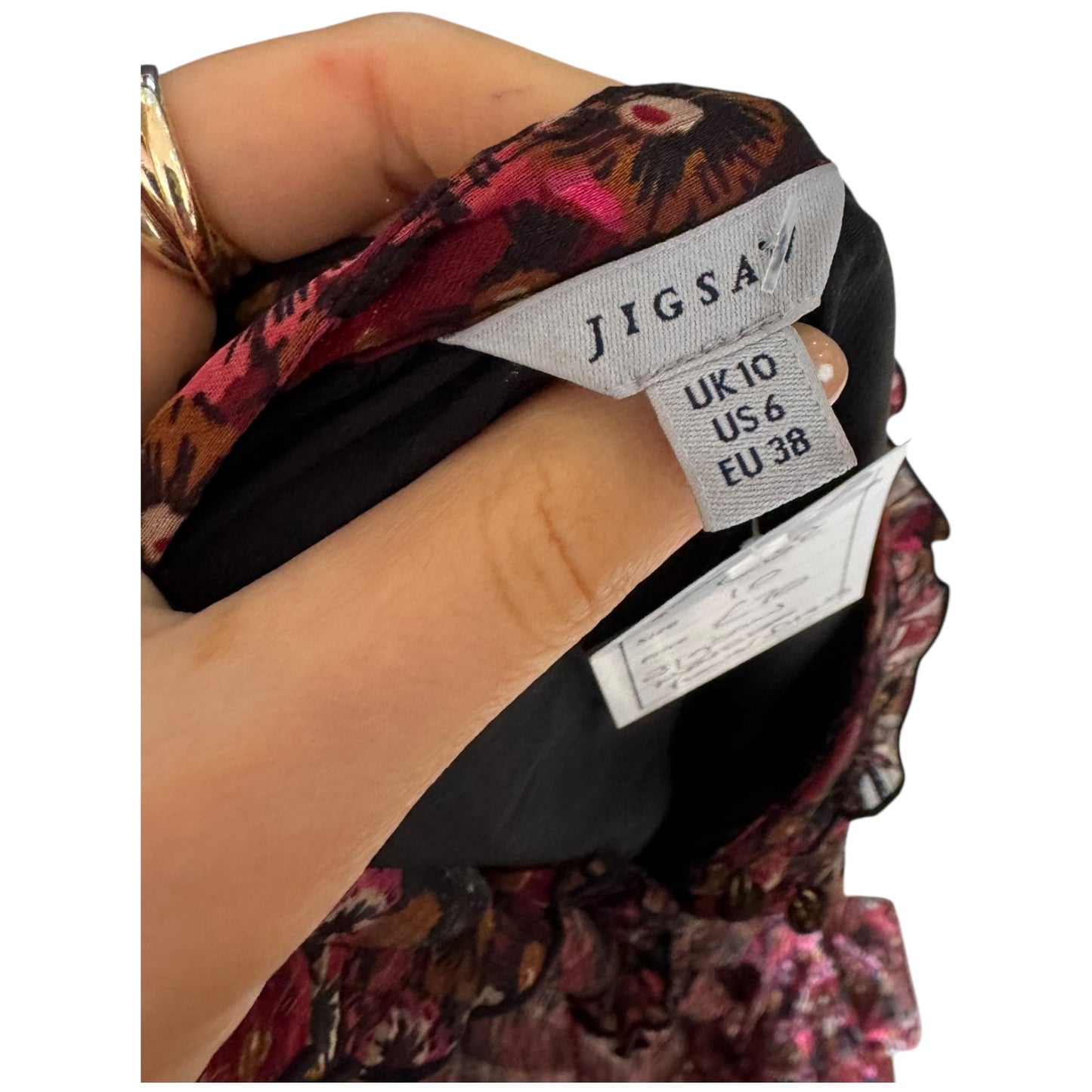 Jigsaw Maroon Wild Flower Dress - 10