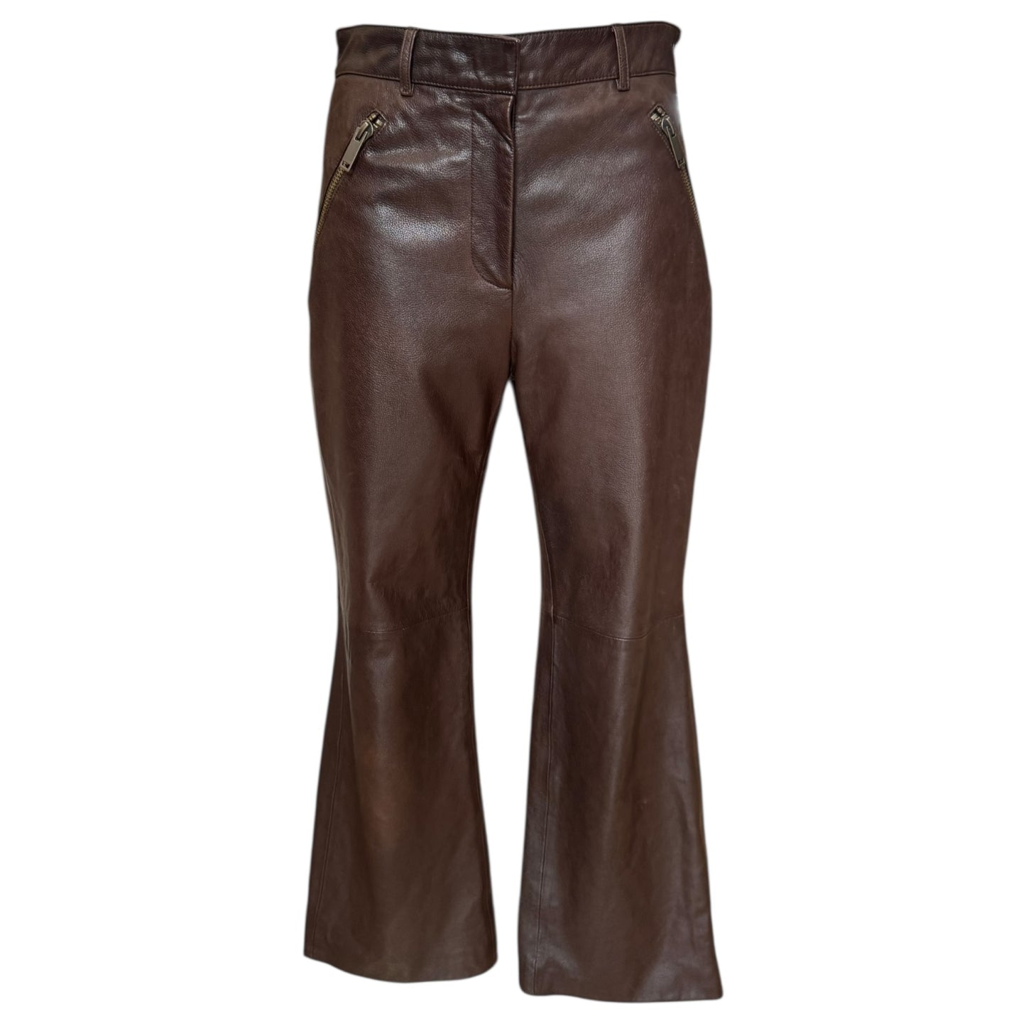 Weekend Max Mara Brown Leather Trousers - 8