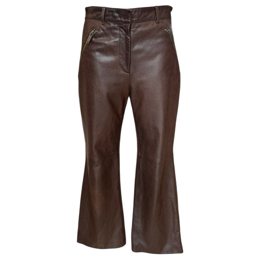 Weekend Max Mara Brown Leather Trousers - 8