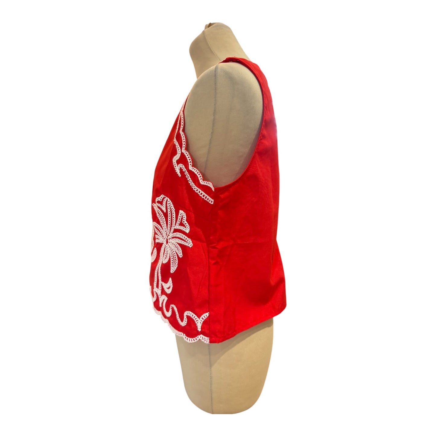 Frime Red Cotton Embroidered Crop Top - 12