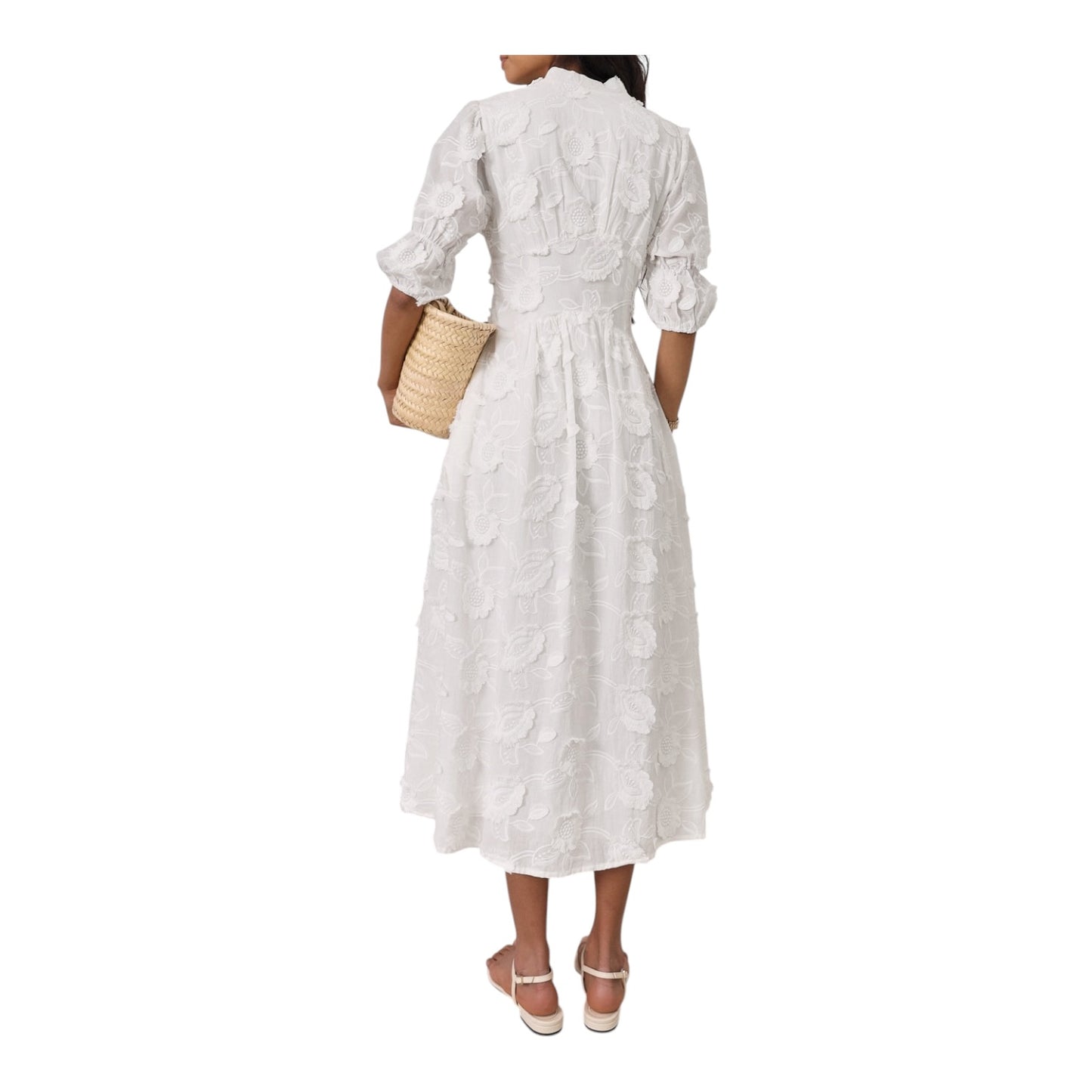Vita Grace Sierra Embroidered Cotton Summer Day Dress - 8/10