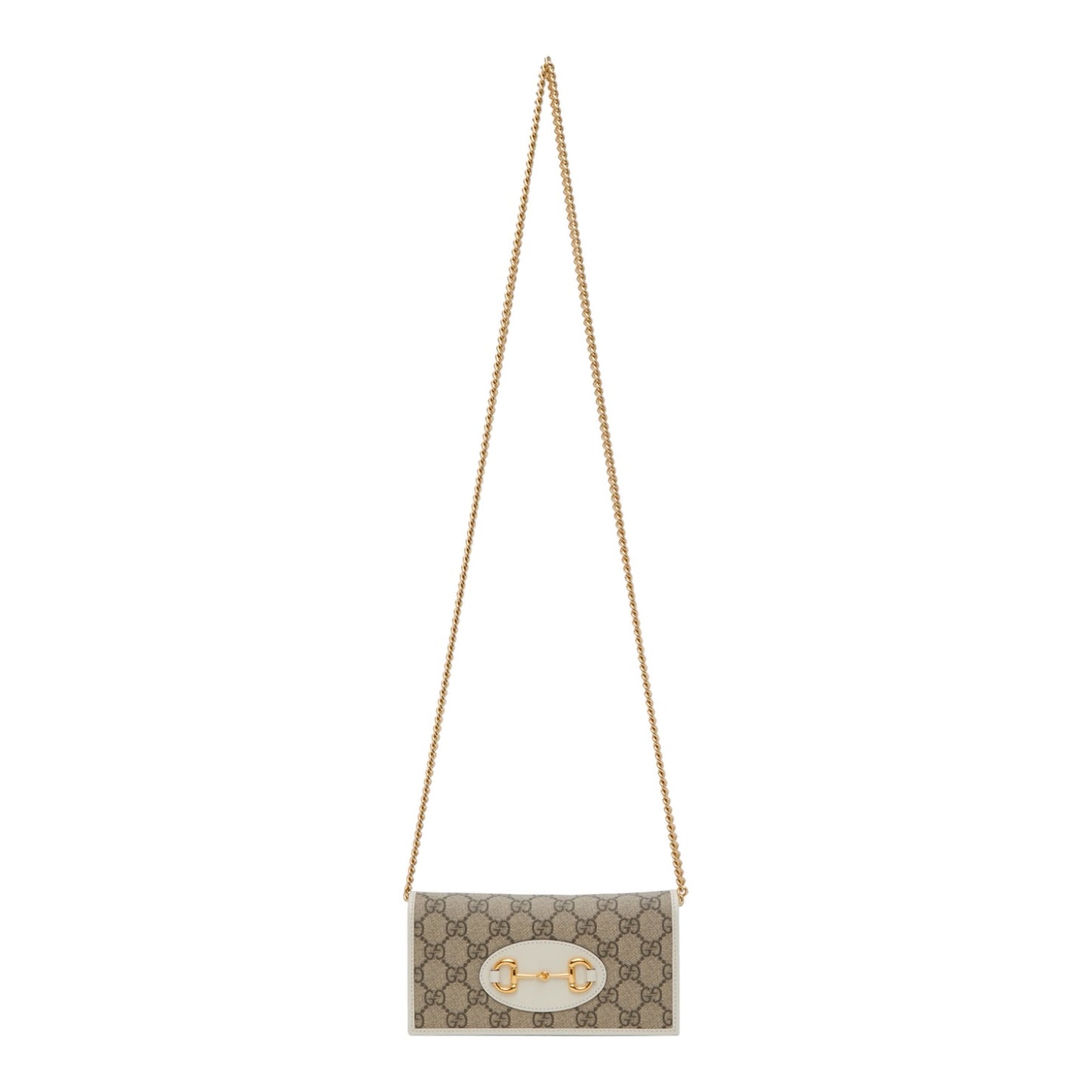 Gucci White 'Gucci 1955' GG Supreme Horsebit Chain Wallet Bag