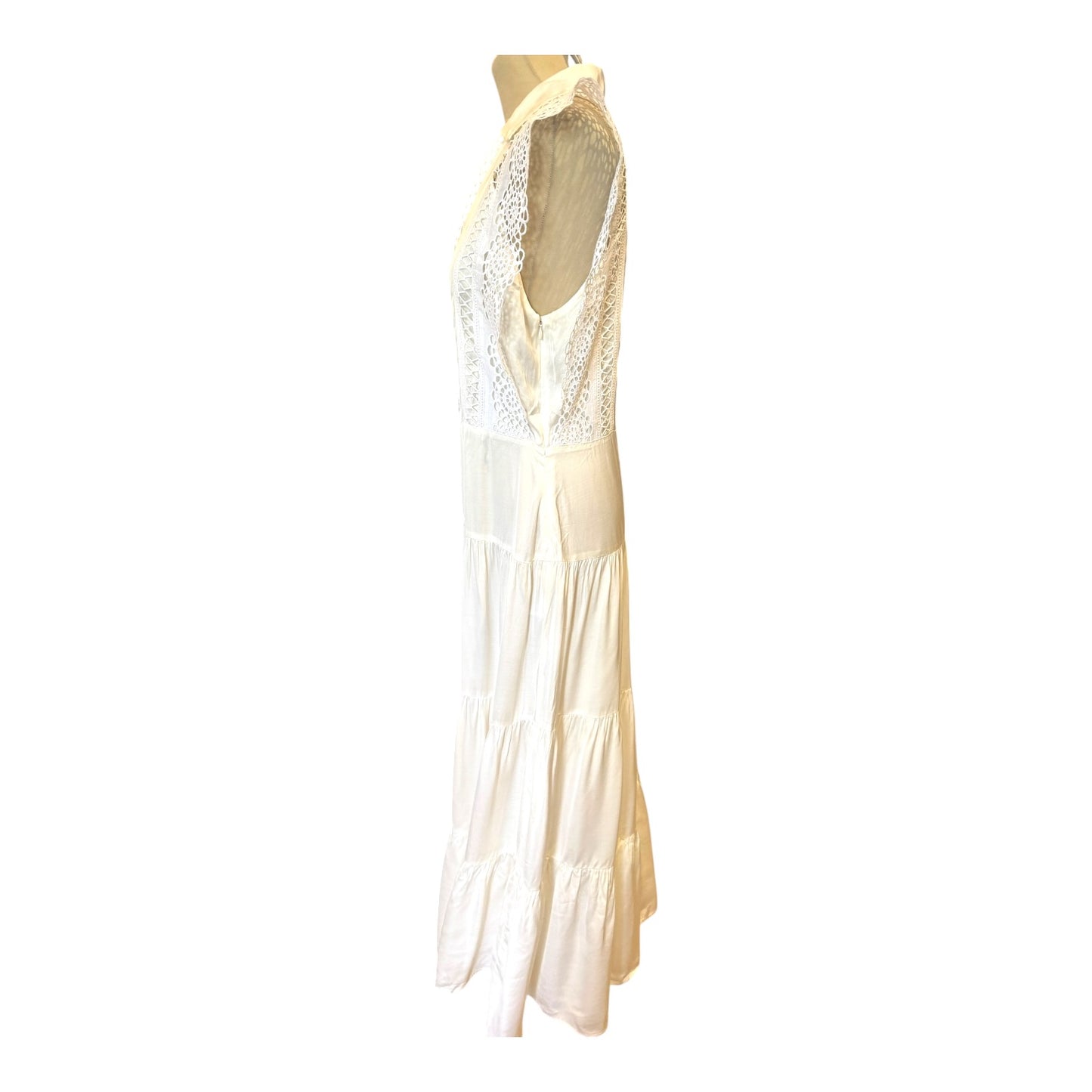 Sandro White Tiered Maxi Dress - 14 - NEW