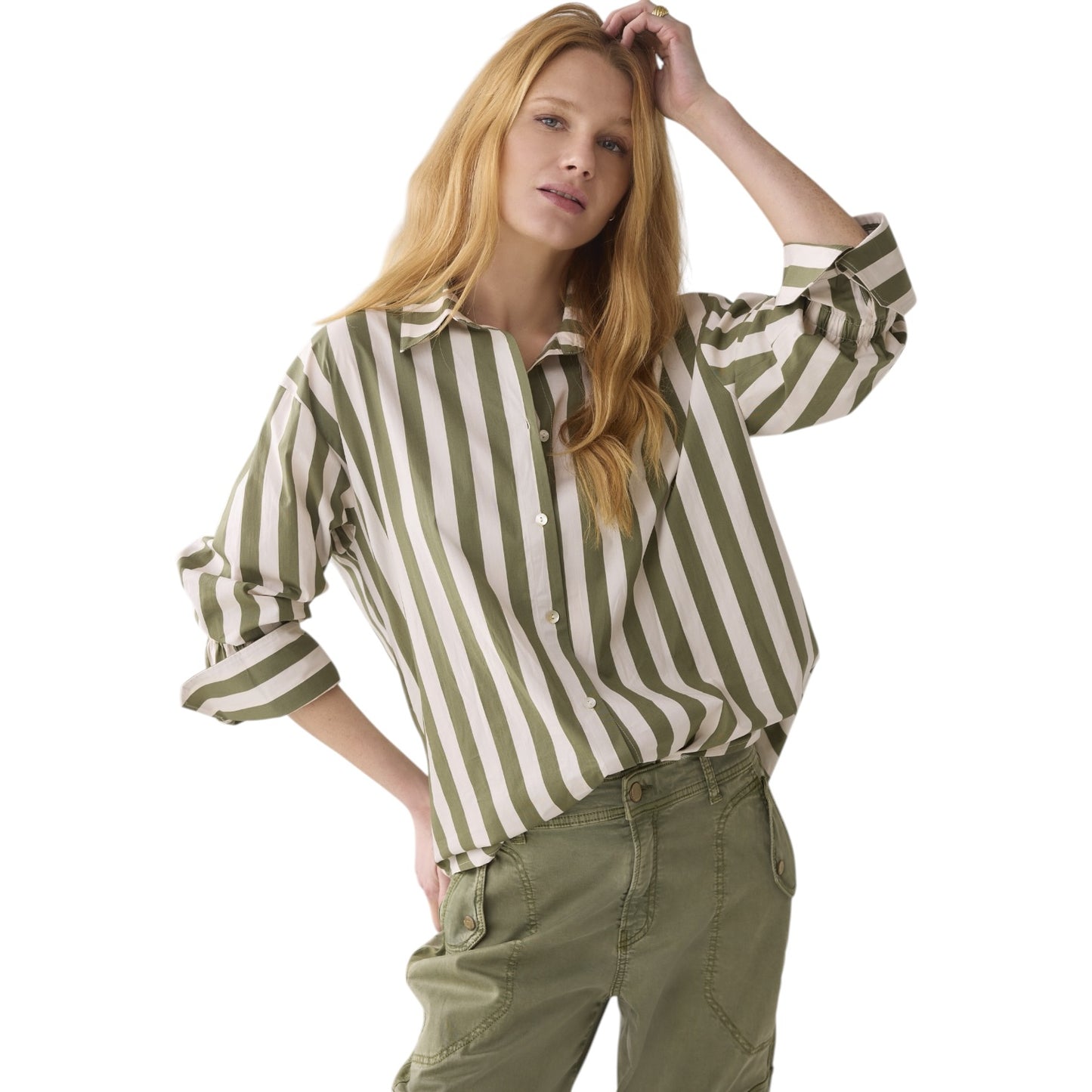 Summum Cream and Green Stripe Shirt - 10/12/14