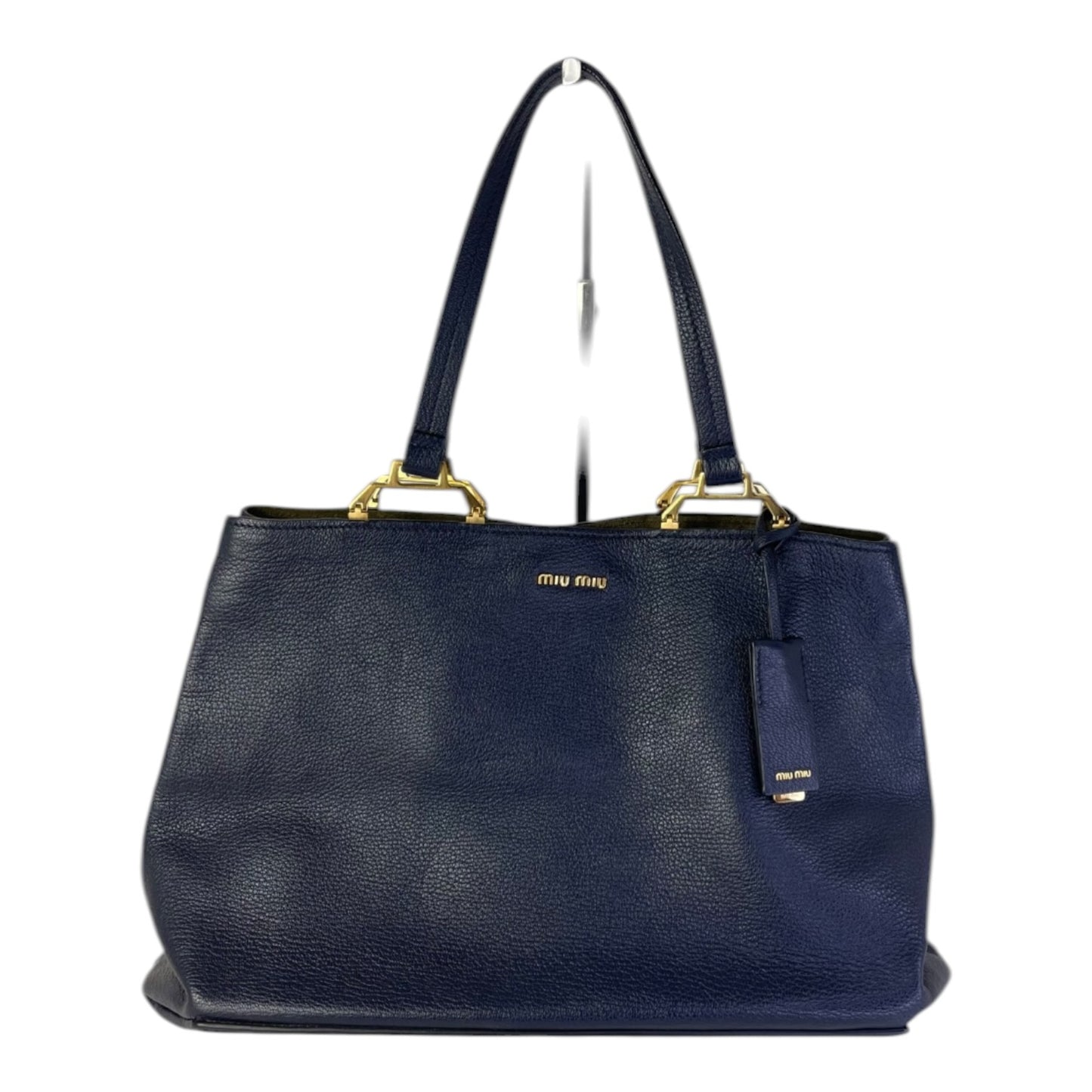 Miu Miu Navy Madras Tote Bag