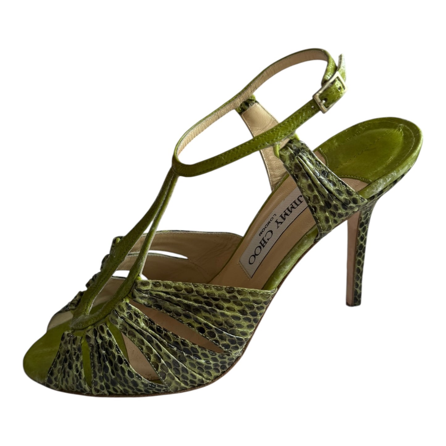 Jimmy Choo Green Snake Print Heels - 39.5 / 6.5
