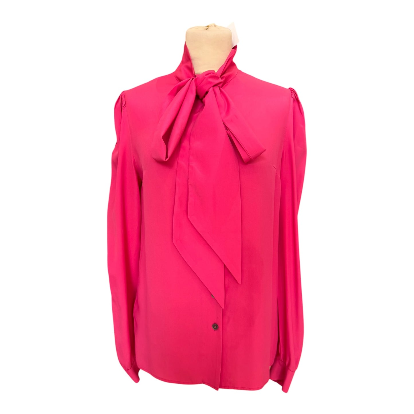 Racil Pink Silk Blend Pussy Bow Blouse - 10