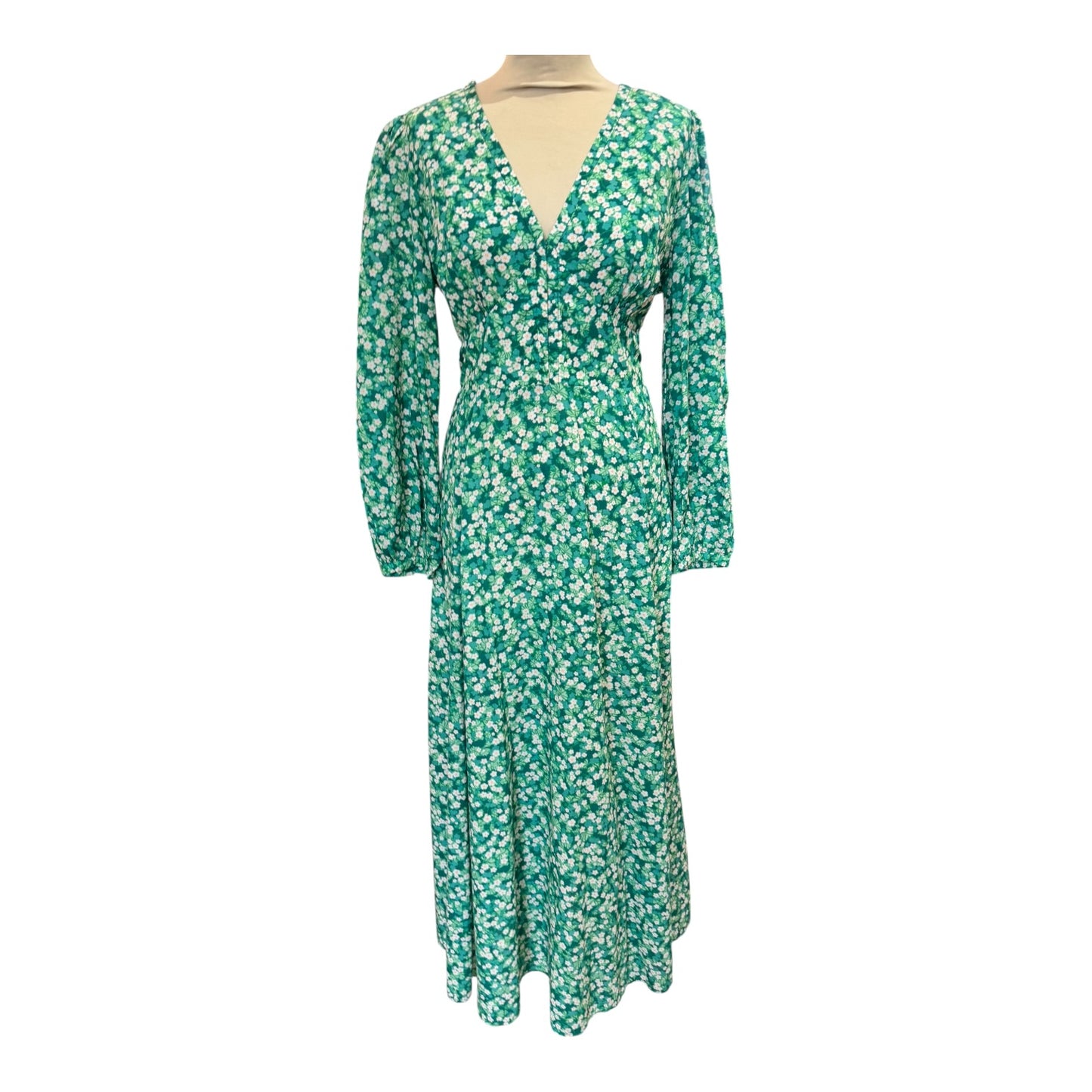 Cefinn Cora V Neck Dress in Green Blossom - 12
