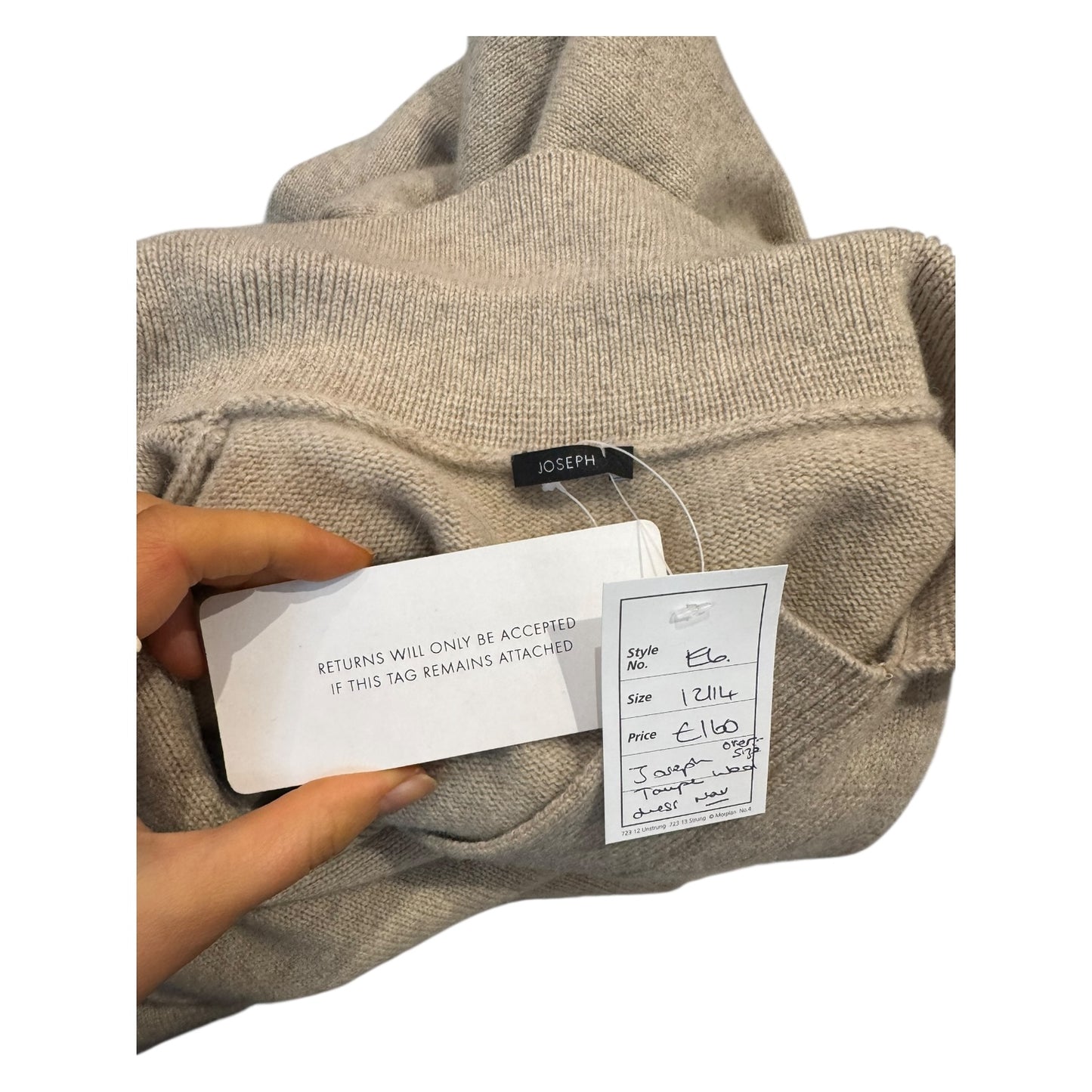 Joseph Taupe Wool Polo O'Size Knit Dress - 12/14 - NEW