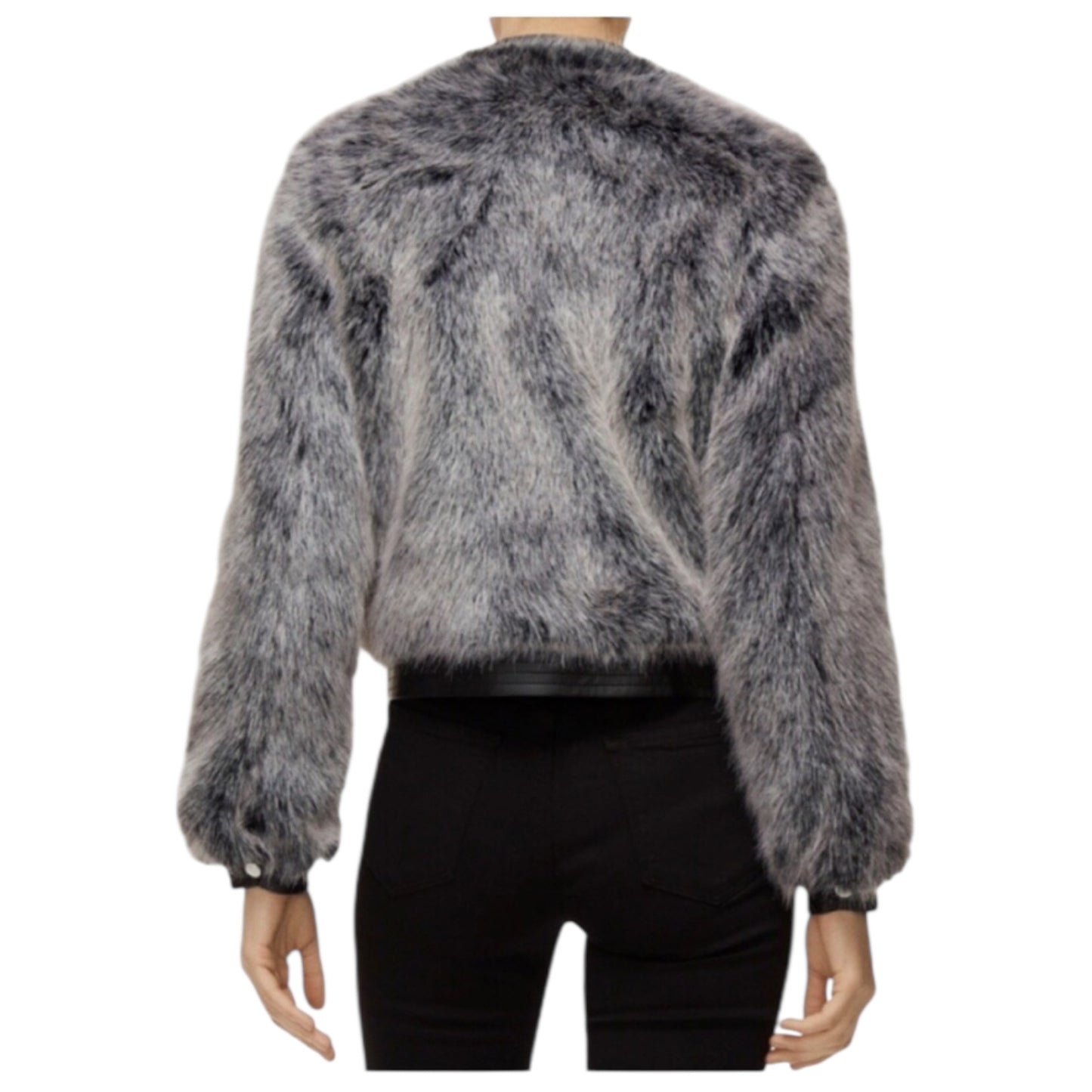 J Brand Ashbey Faux Fur Bomber Jacket in Silver Fox - 10