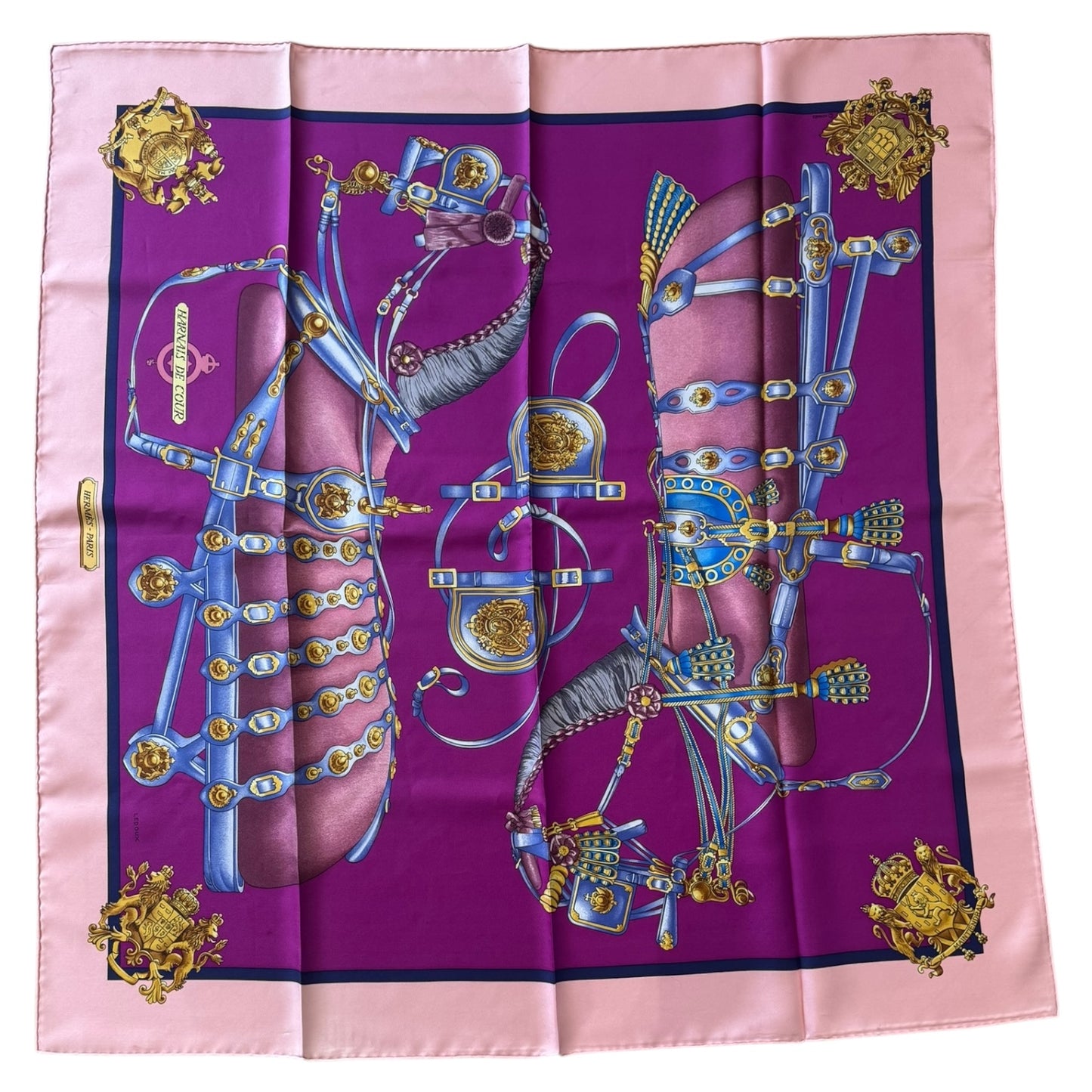 Hermès Purple Harnais De Cour Silk Scarf