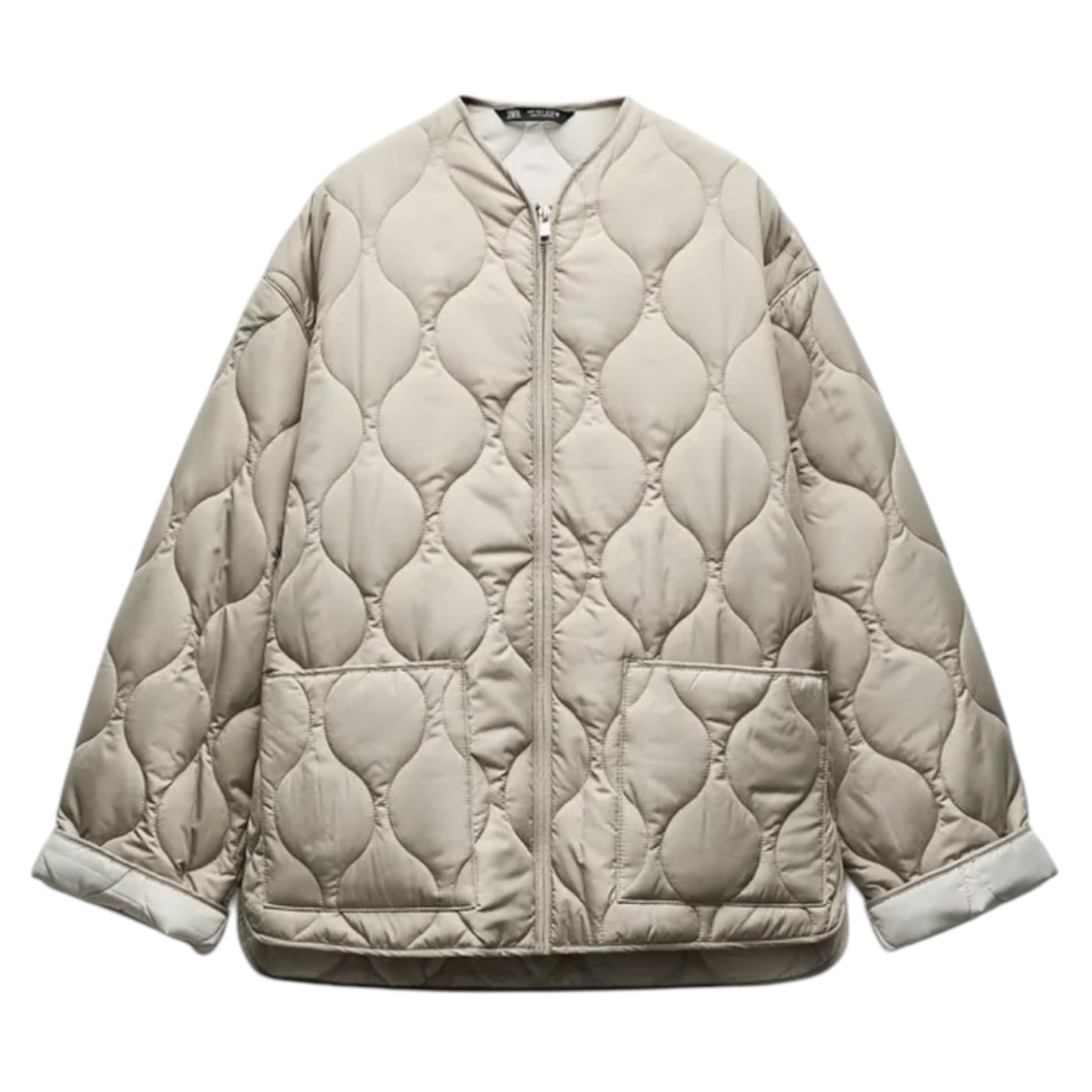 Zara Water Repellent Beige Quilted Jacket - 10/12