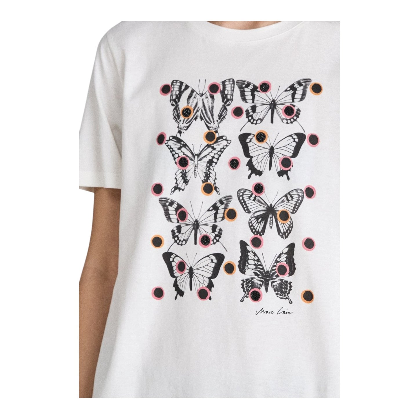 Marc Cain White Butterfly Print T Shirt - 12