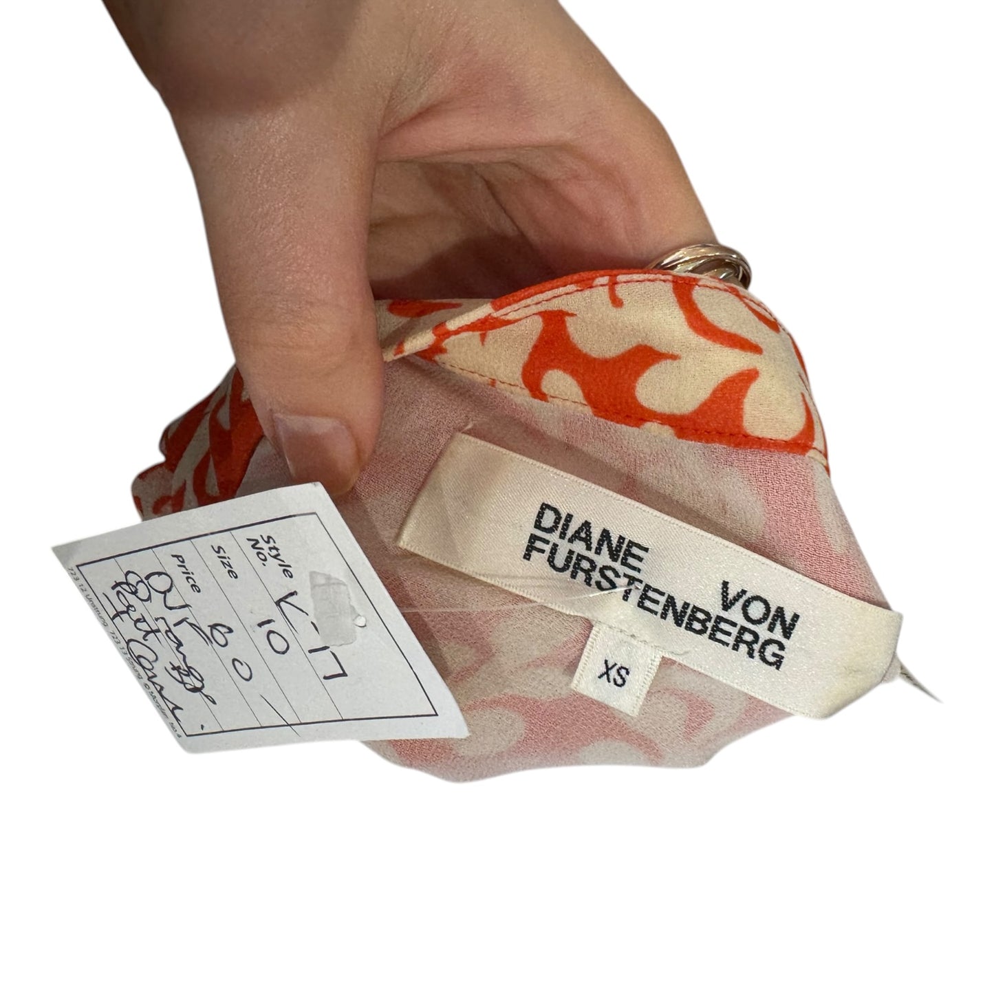 DVF Orange and Cream Bristol Printed Top - 10