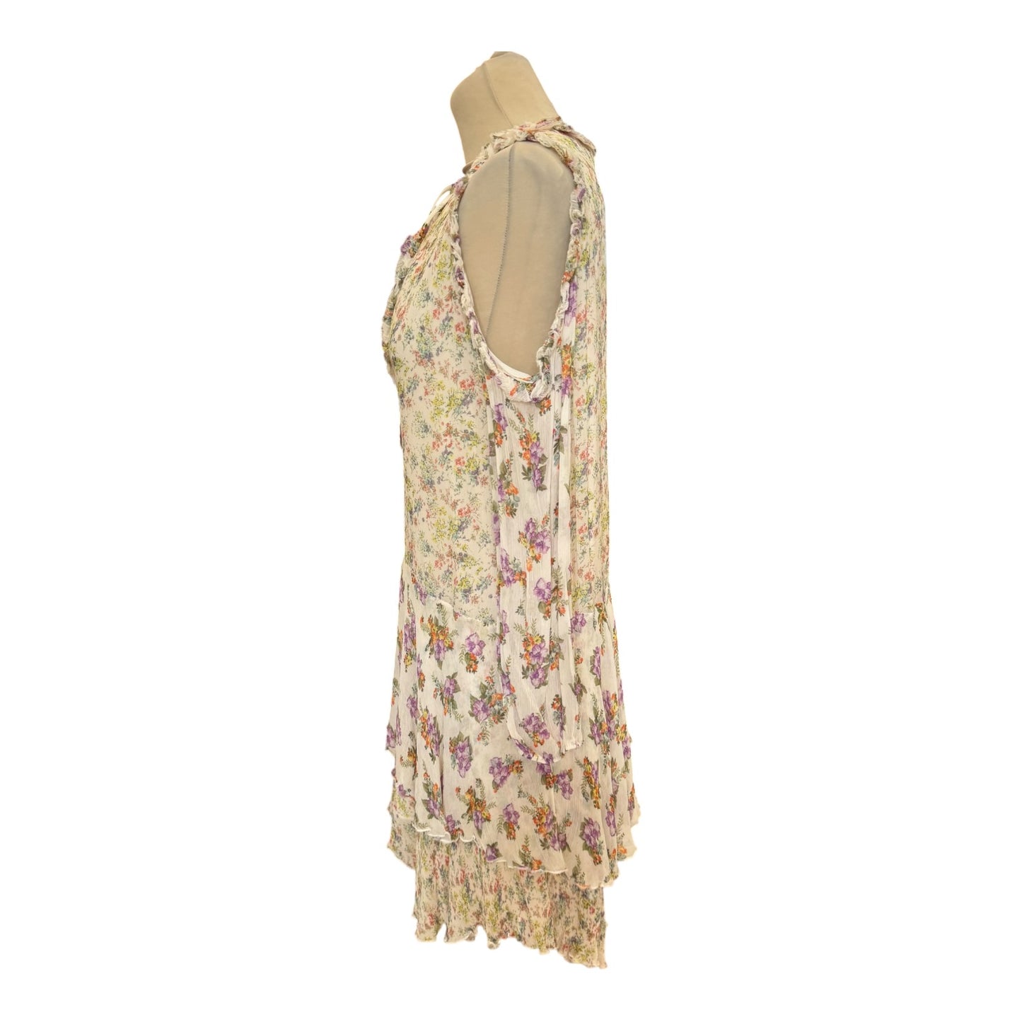 Alice + Olivia Ruffle Floral Romantic Layered Silk Mini Dress - 12