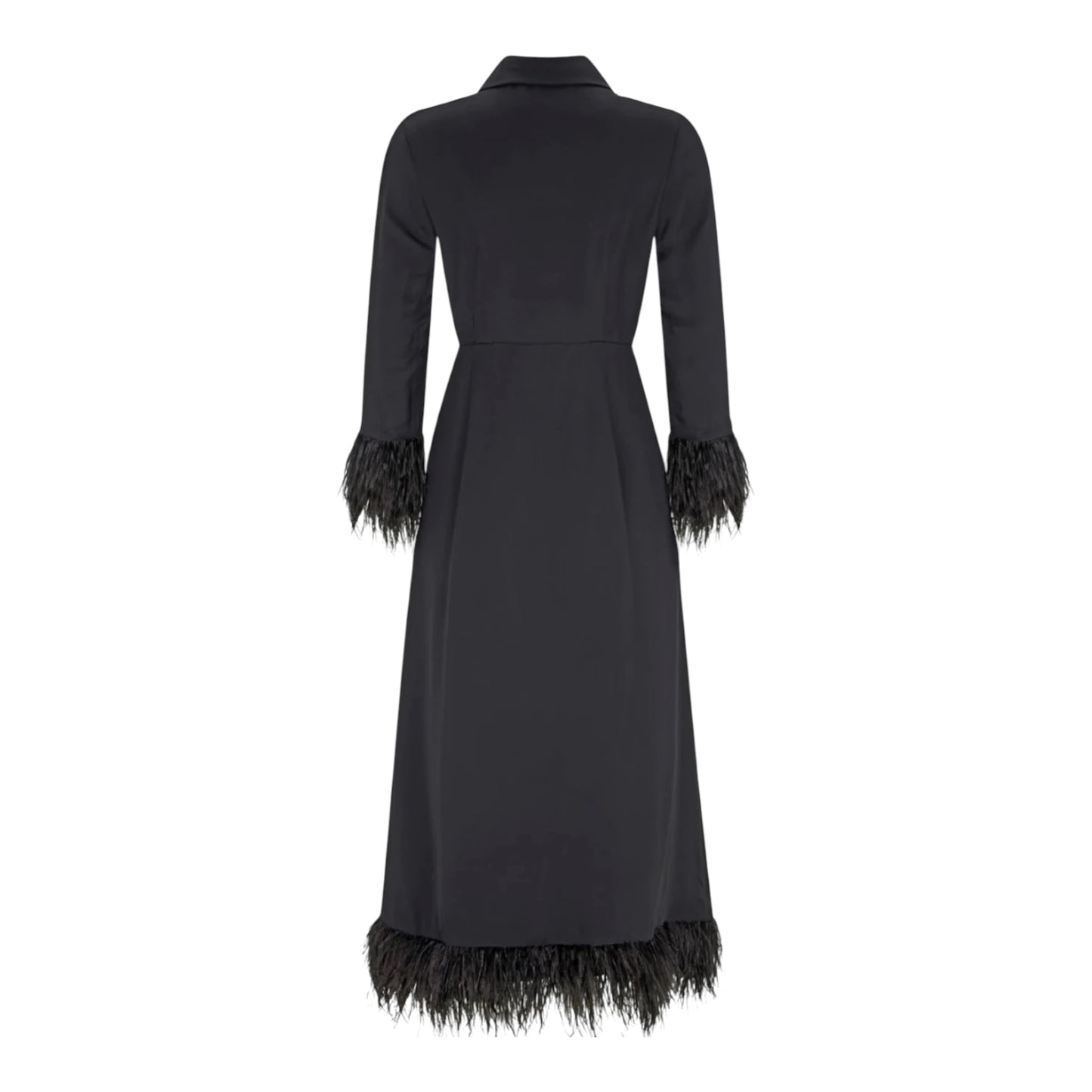 Mint Velvet Black Feather Trim Dress - 12